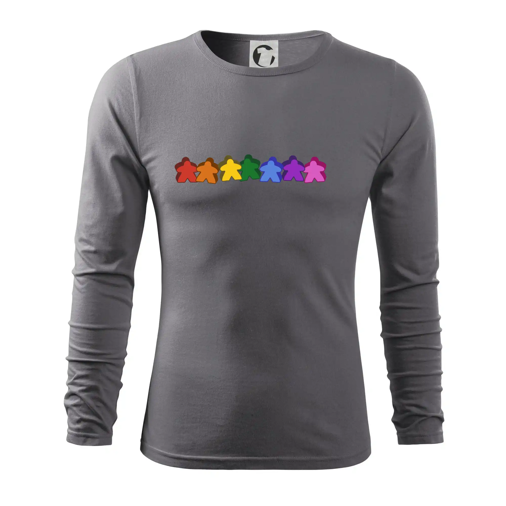 Tričká a mikiny so spoločenskými hrami  - Meeple duha - Tričko s dlhým rukávom FIT-T long sleeve