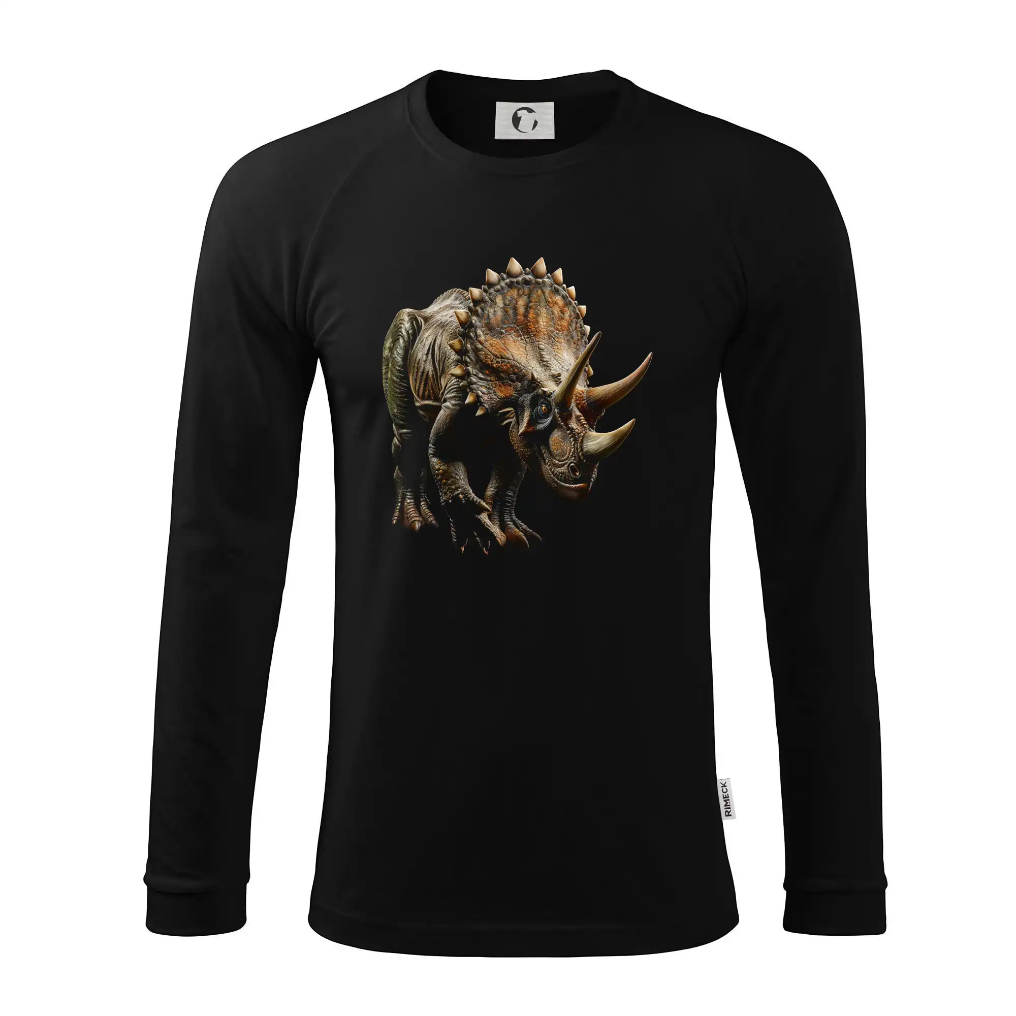Tričká so zvieratami - Triceratops z boku čierna fotka - Pánske tričko s dlhým rukávom LS130