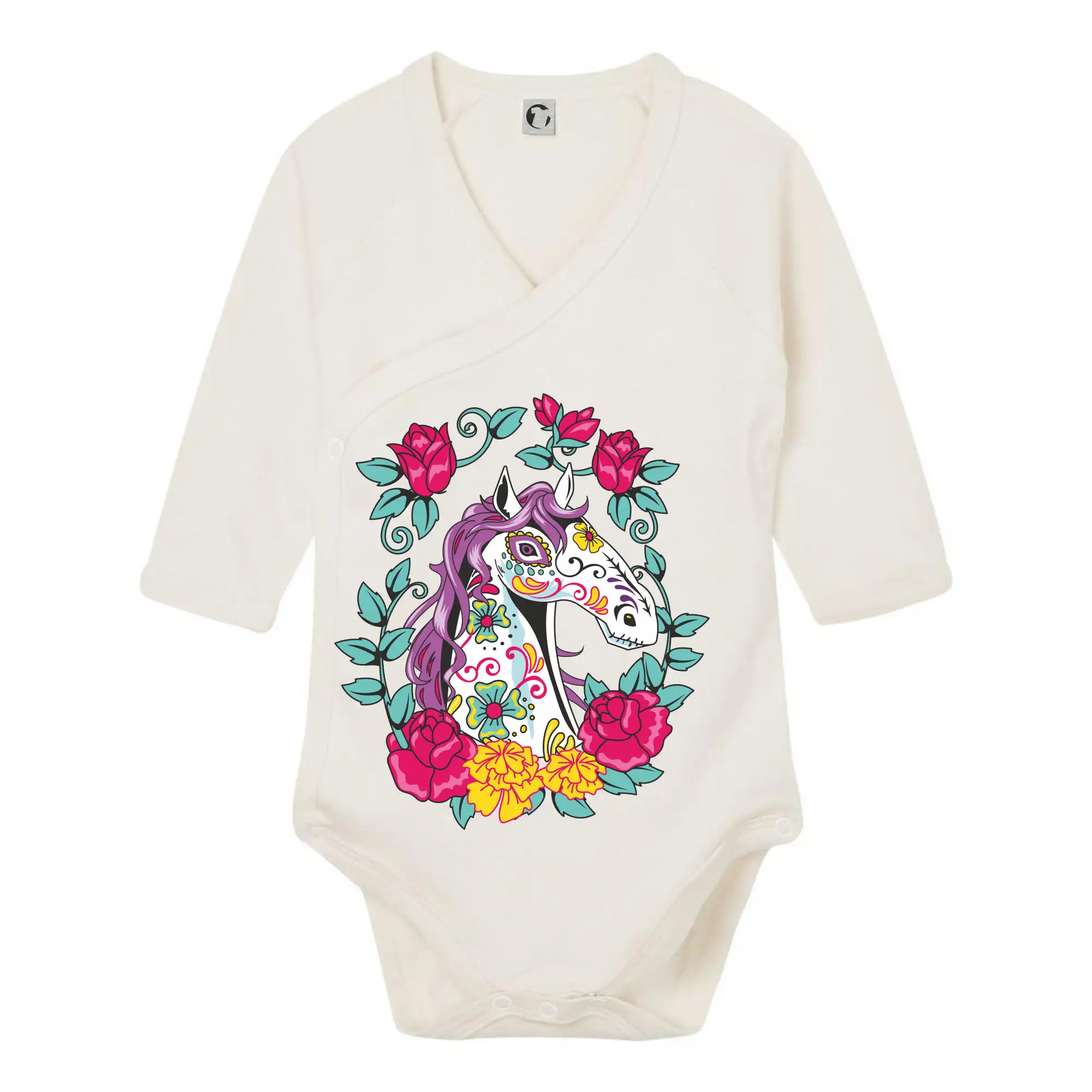 Kůň barevný s květinami