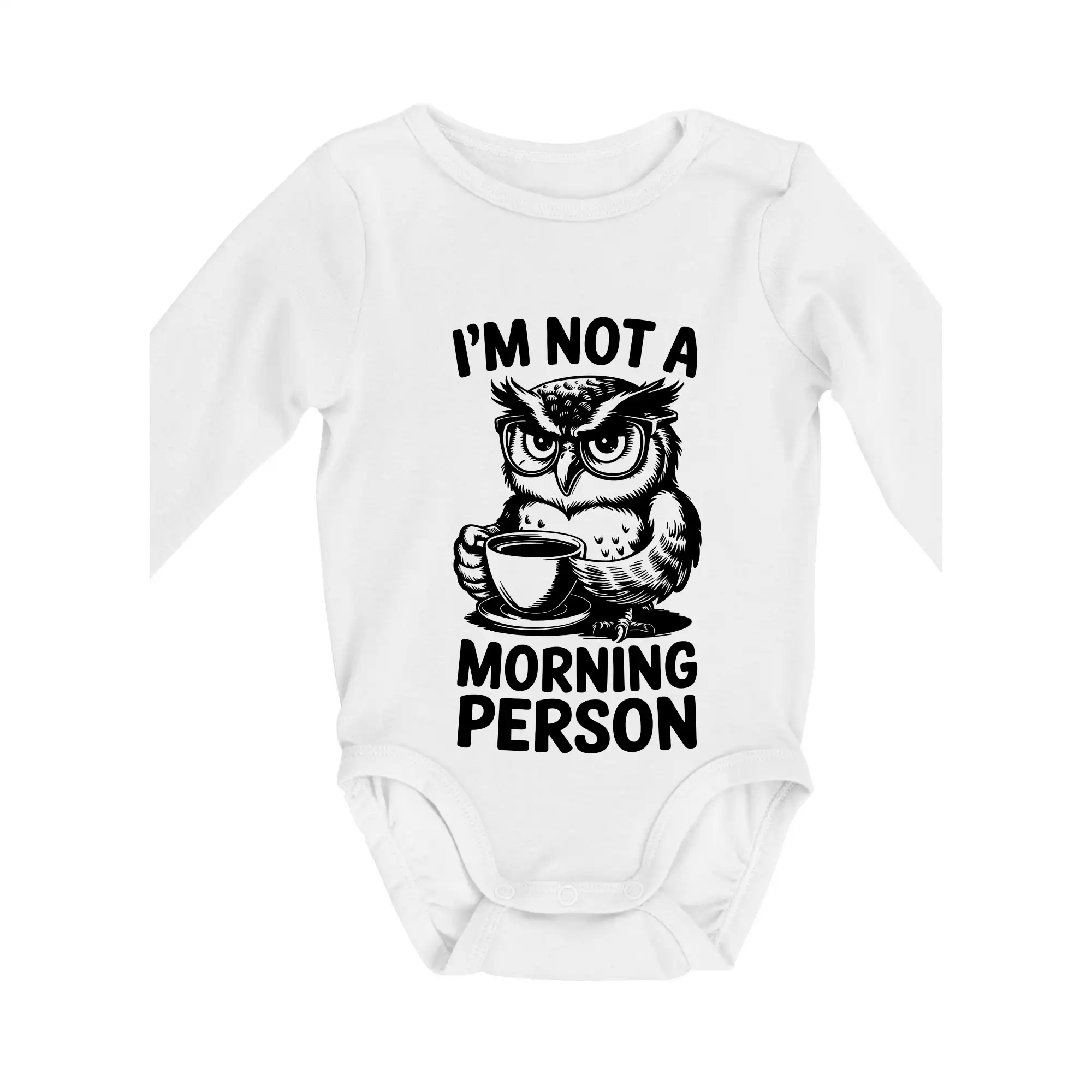 Ostatné nápisy - I'm not a morning person sova - Body dojčenské s dlhým rukávom