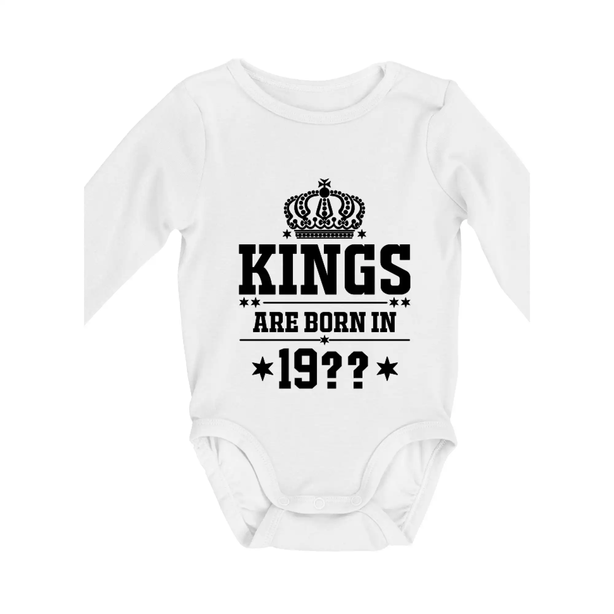 Tričká k narodeninám - Kings are born in vlastný ročník - Body dojčenské s dlhým rukávom