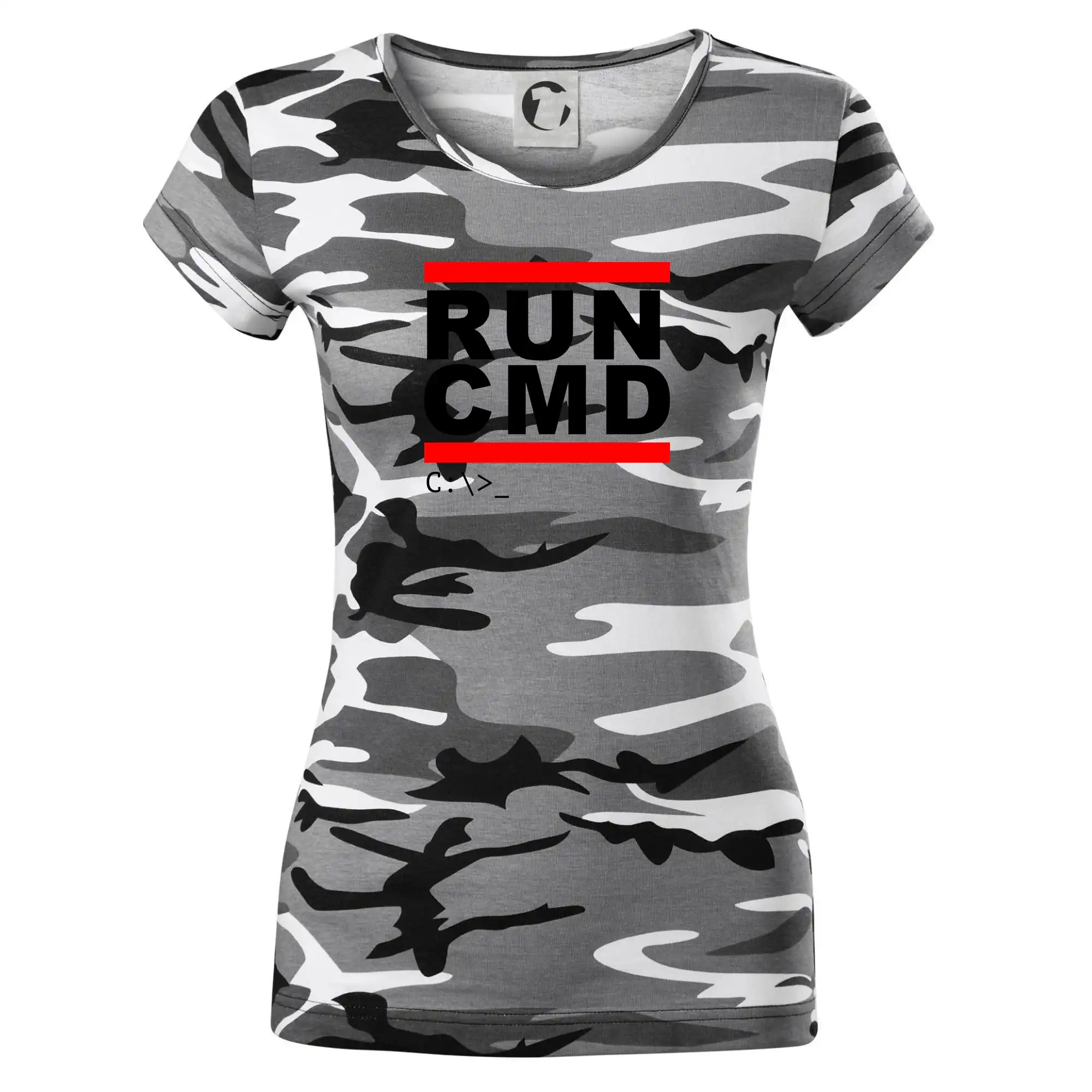 Tričká pre ajťákov - Run CMD - Dámske maskáčové tričko