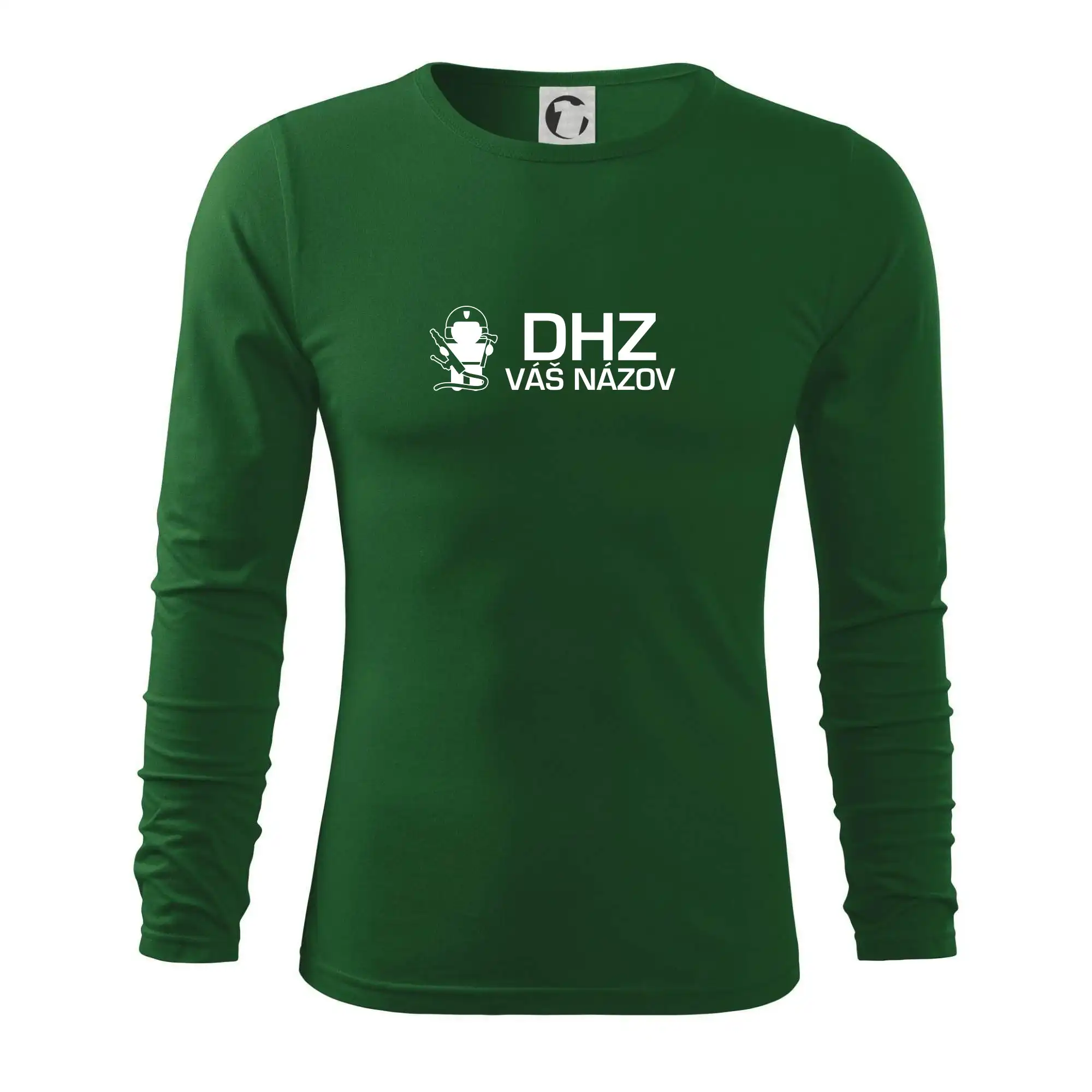 Originálne tričká pre hasičov - DHZ postavička - vlastný nápis - Tričko s dlhým rukávom FIT-T long sleeve