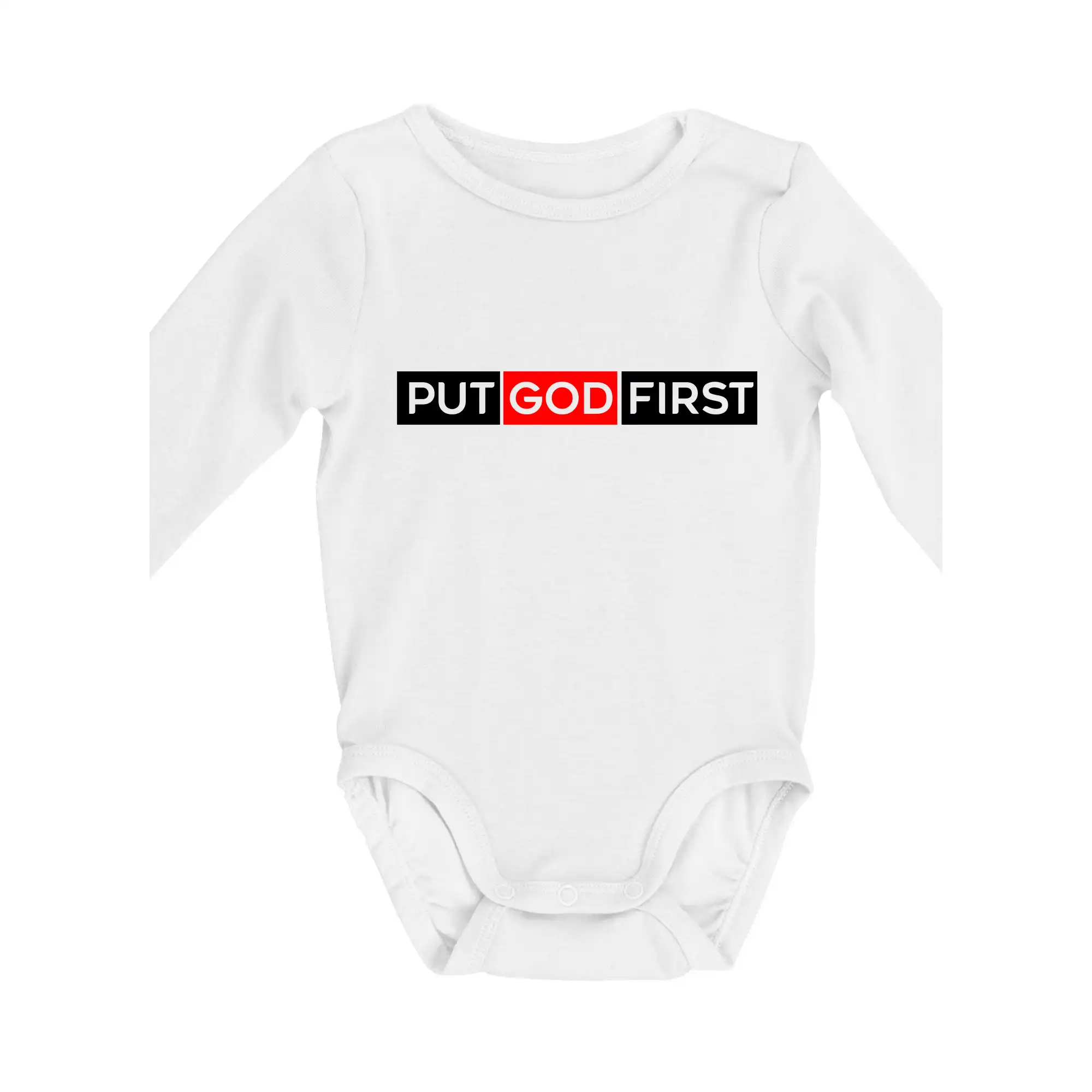 Put God first obdĺžnik - Body dojčenské s dlhým rukávom