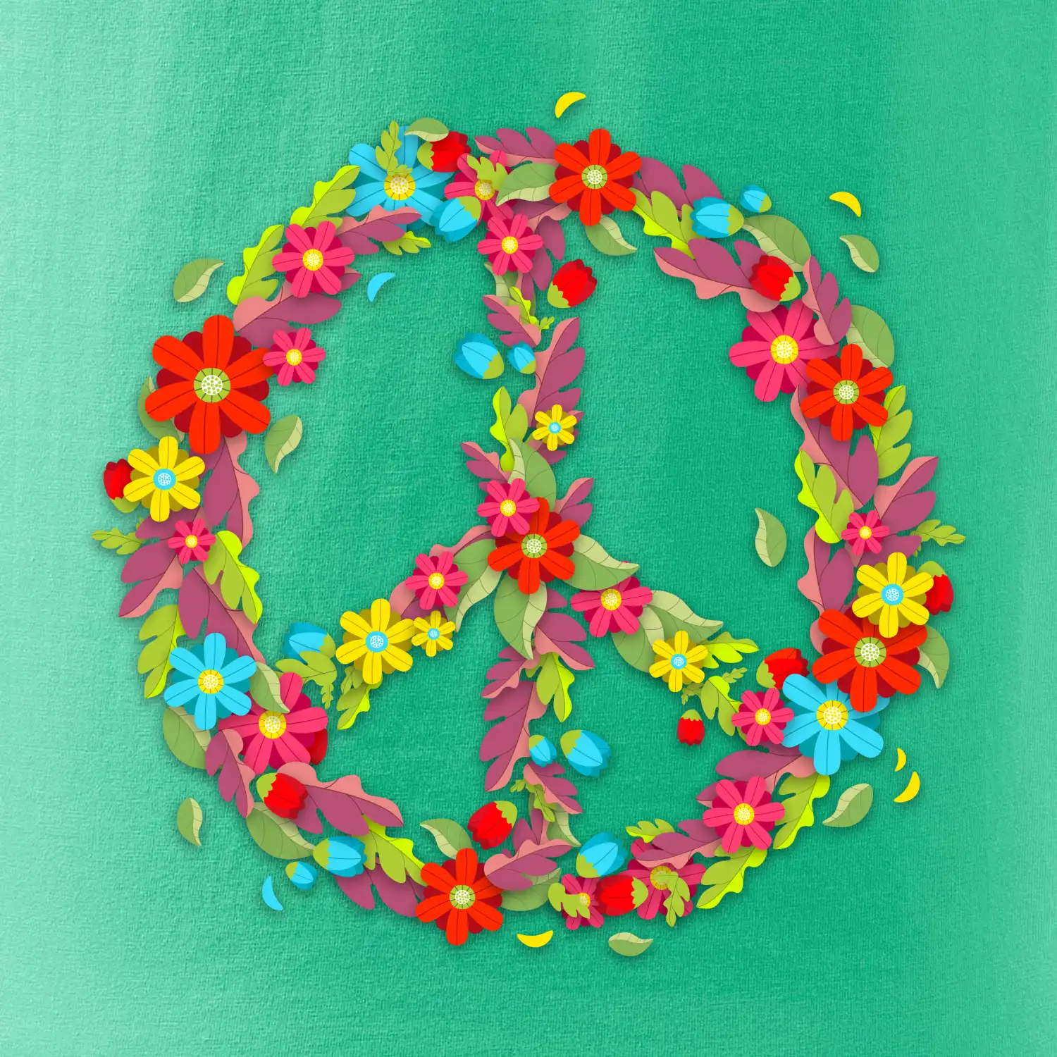 Peace symbol červené květiny