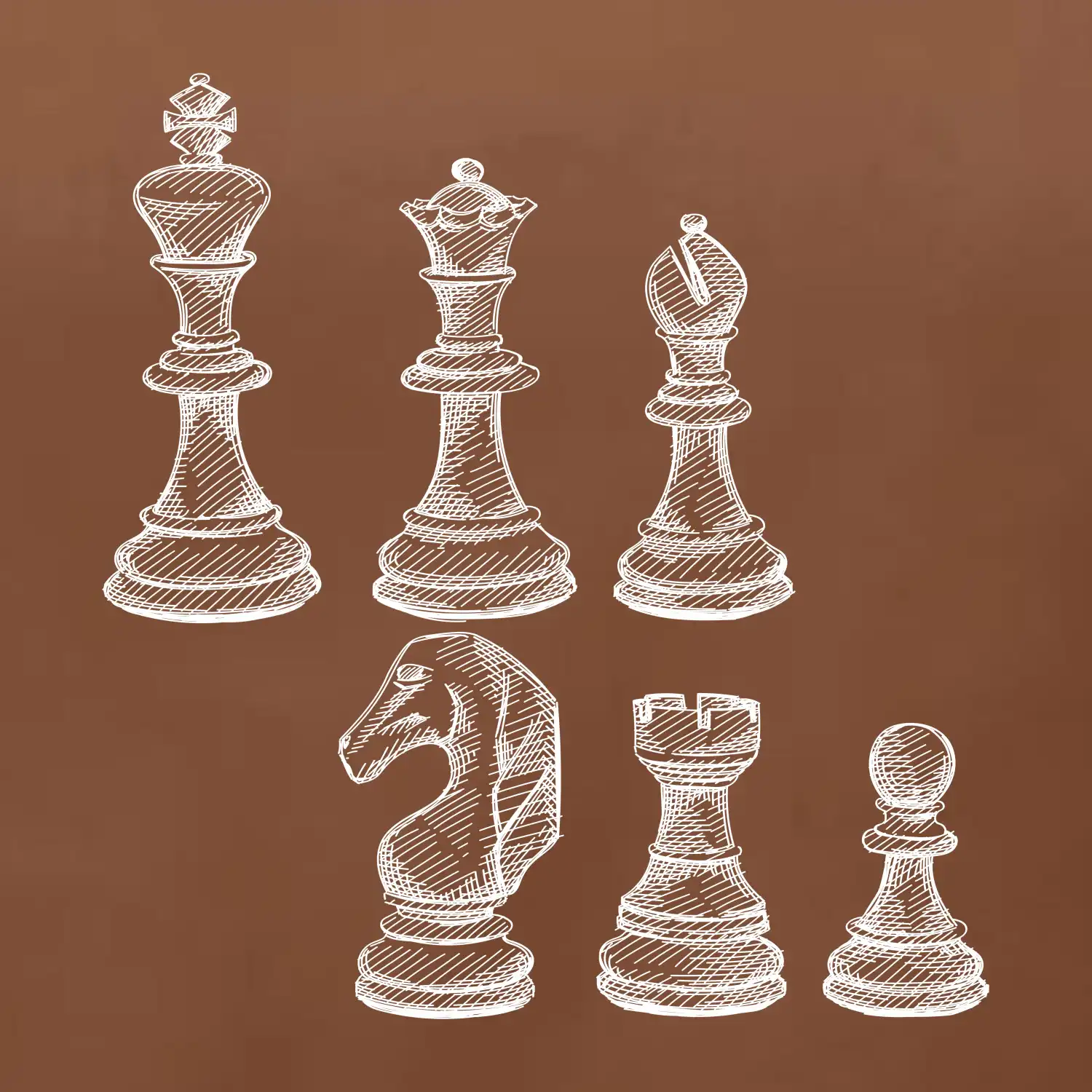 Šachové figurky kreslené