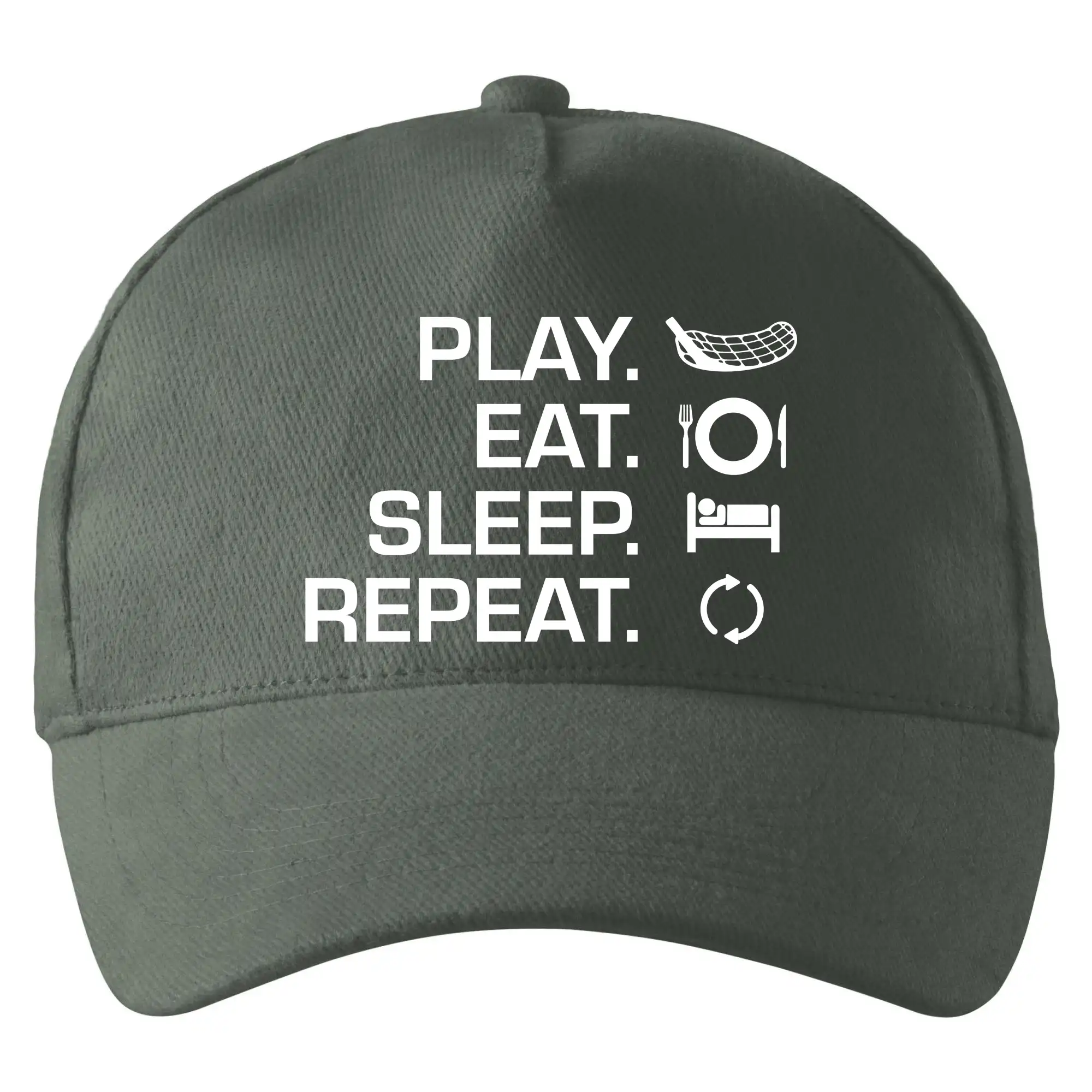 Florbalové tričká - Play Eat Sleep Repeat florbal - Šiltovka so zahnutým šiltom a mosaznou sponou