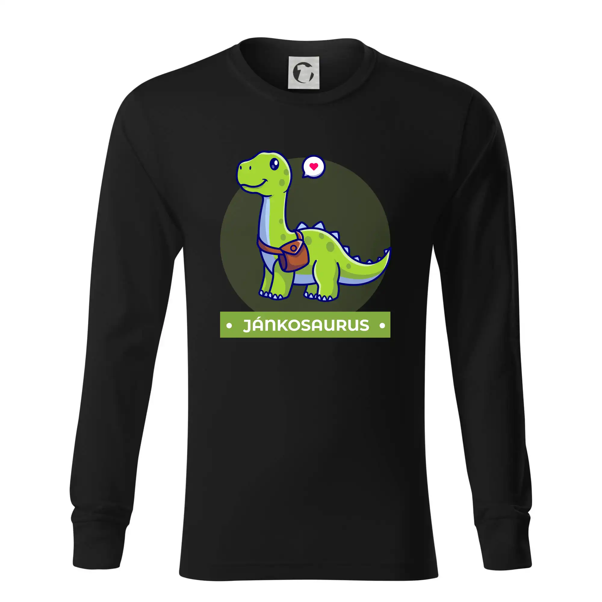 Detské tričká, mikiny a body s originálnymi potlačami | Veselé motívy pre chlapcov aj dievčatá - Dinosaurie mená - zelený dinosaurus - Tričko s dlhým rukávom LS R05