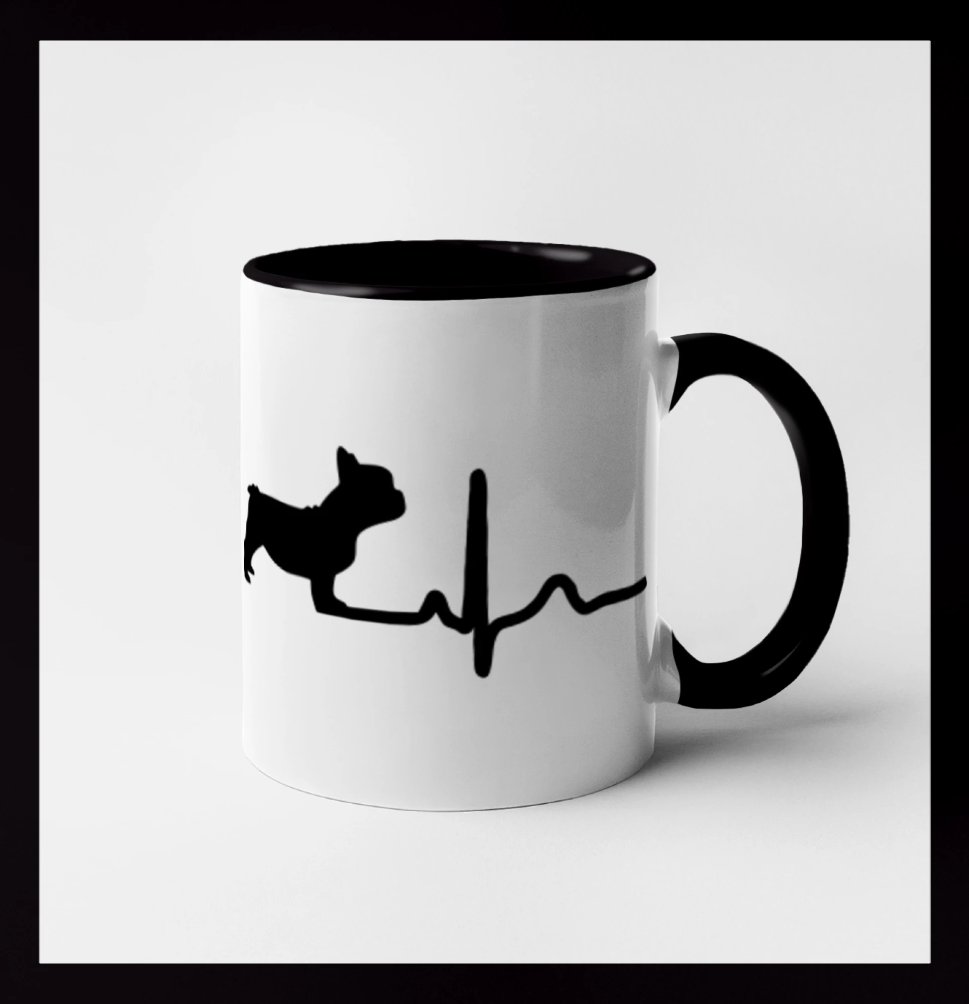 Ostatné psie plemená - EKG Francouzský buldoček z boku - Hrnček 