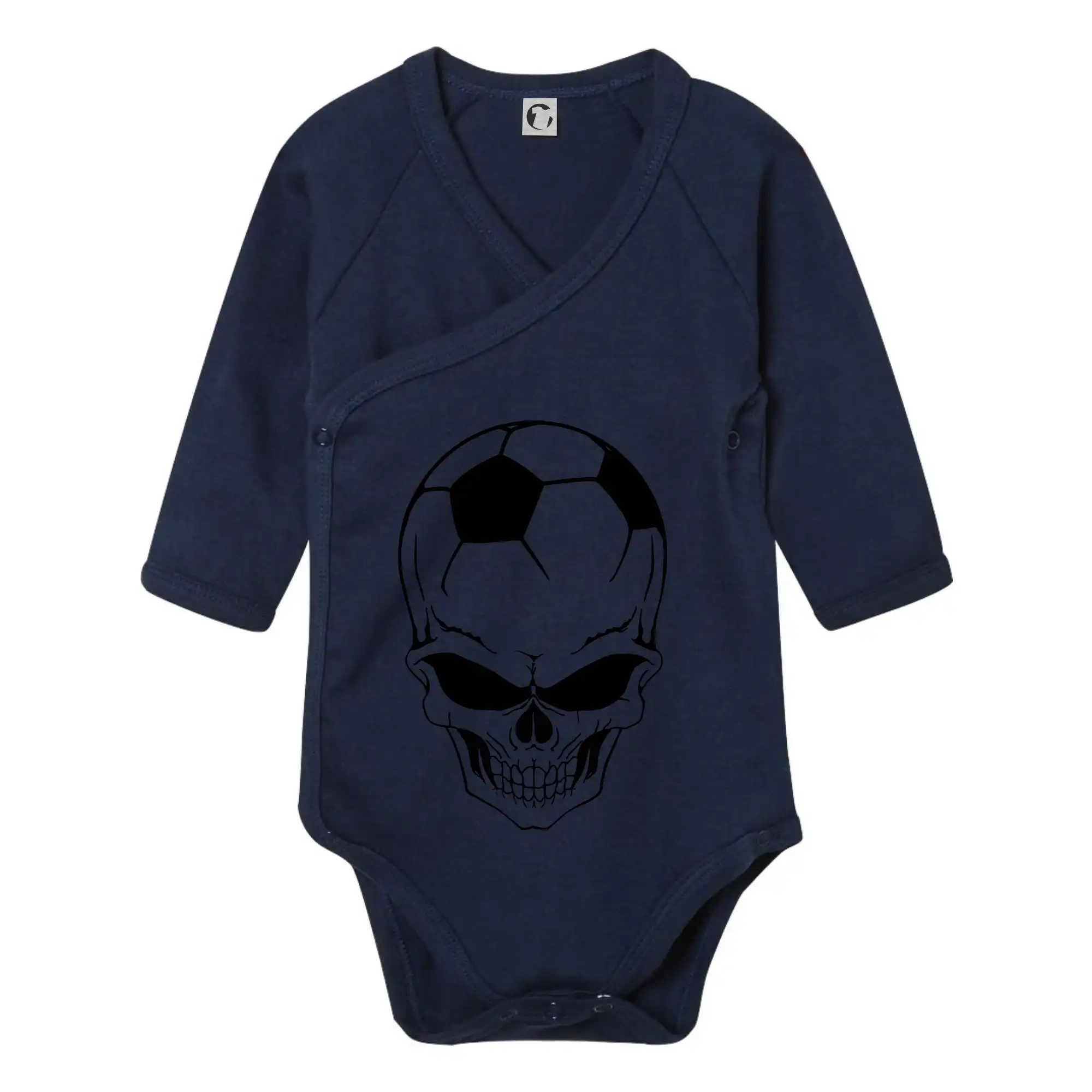 Tričká pre futbalistov - Futbal lebka lopta - Body zavinovacie s dlhým rukávom
