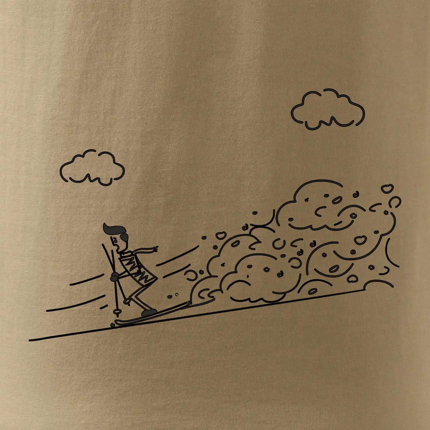 Kreslený lyžař na horách