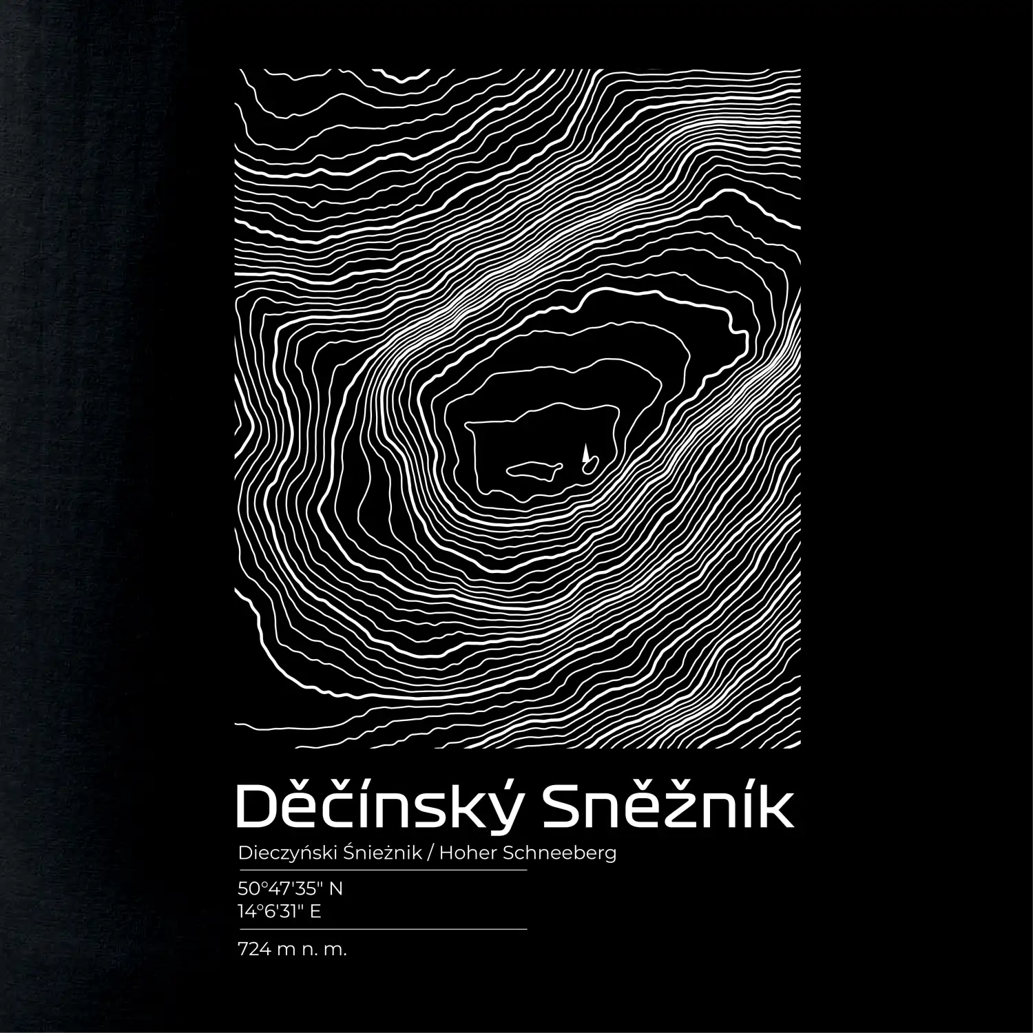 Děčínský Sněžník - vrstevnice v obdélníku