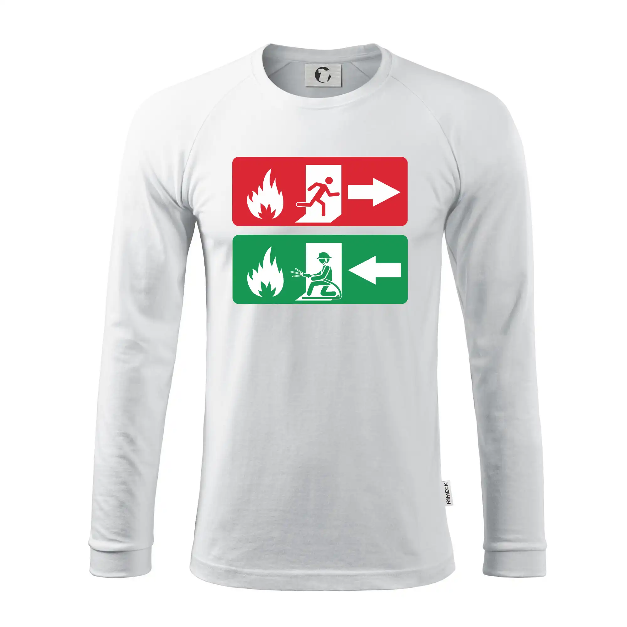 Originálne tričká pre hasičov - Lidé utíkají, hasiči přibíhají - Pánske tričko s dlhým rukávom LS130