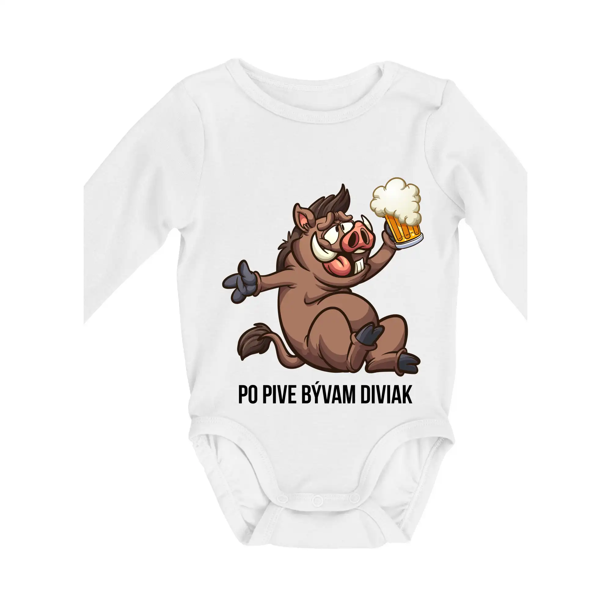 Po pive bývam diviak - Body dojčenské s dlhým rukávom