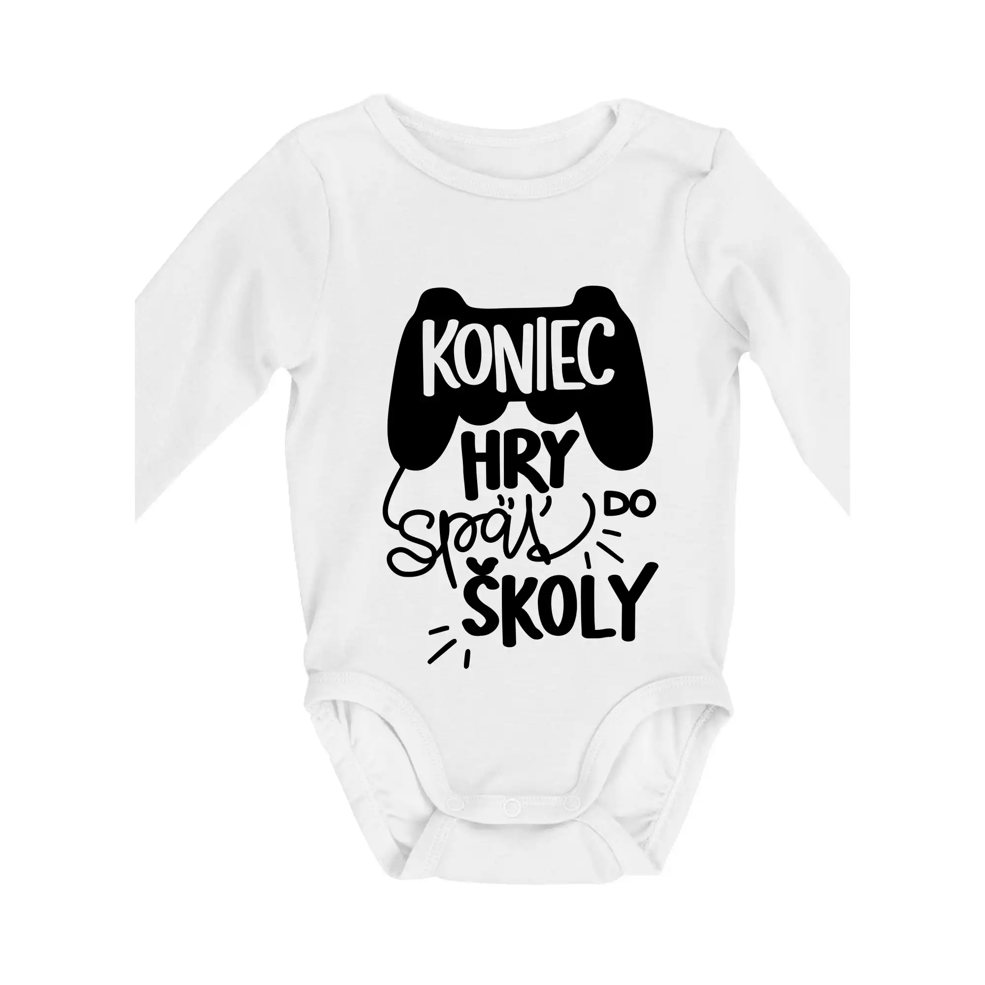 Tričká a mikiny pre prváčikov na prvý školský deň – veselé a pohodlné - Koniec hry, späť do školy - Body dojčenské s dlhým rukávom
