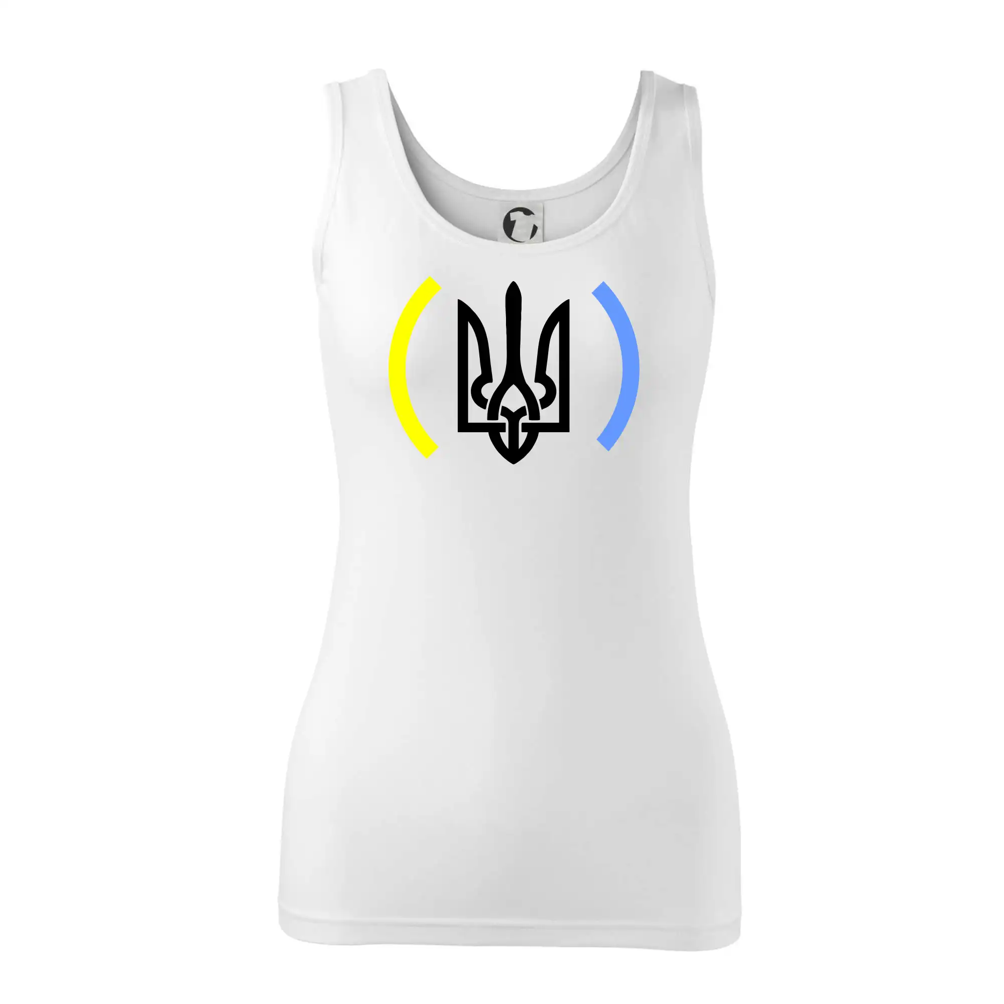 Tričká s vlajkou ukrajiny - Ukrajina trojzubec s farbami - Dámske tielko