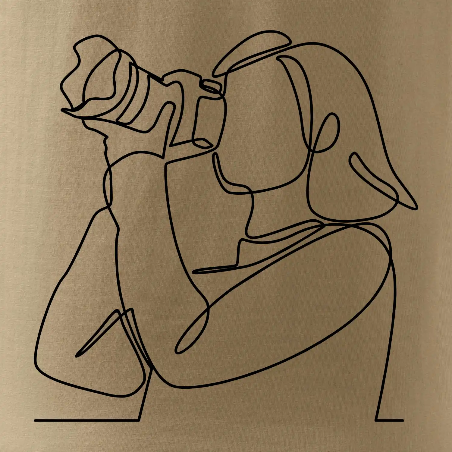 Fotografka stojící jedním tahem