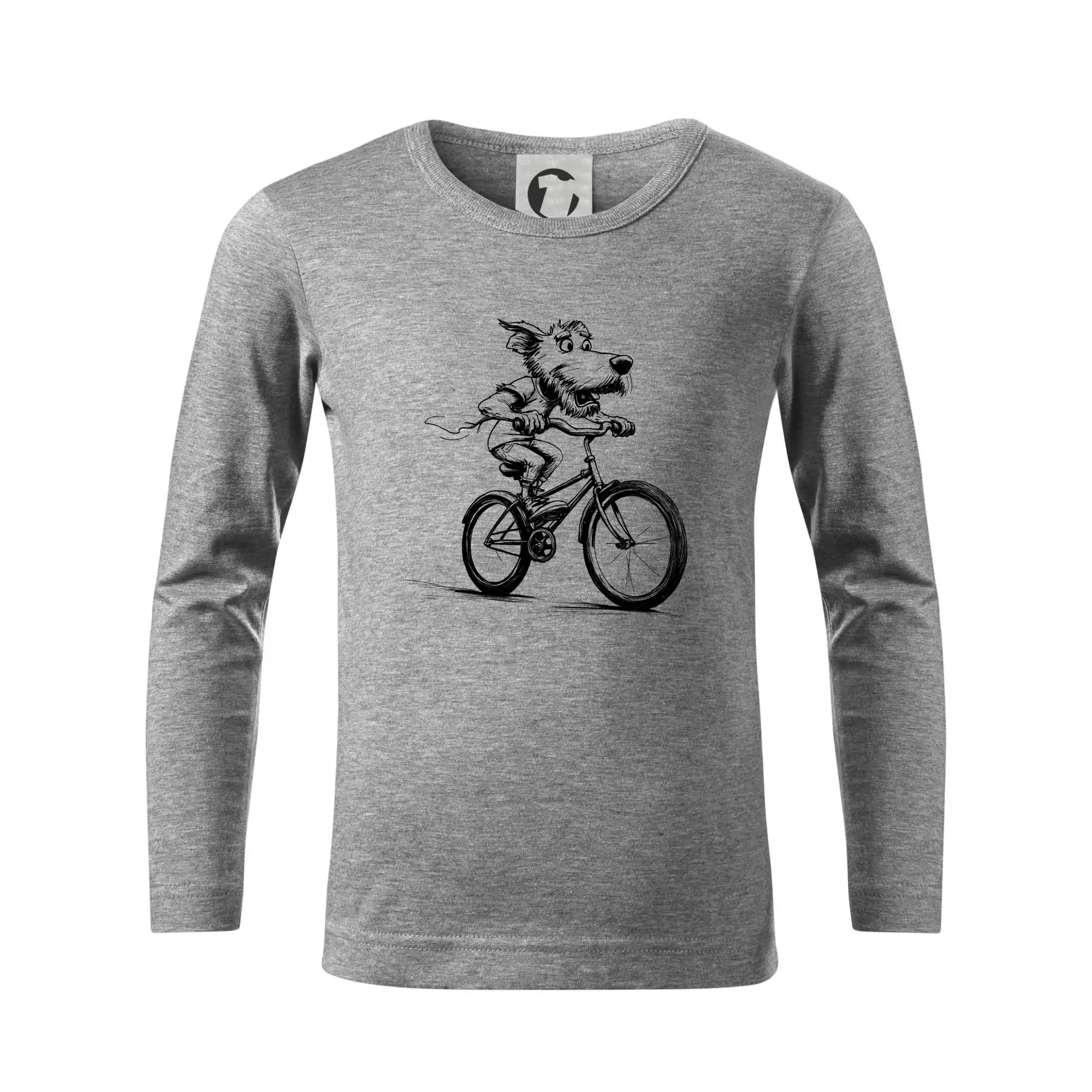 Tričko ako darček pre cyklistu - Pes na bicykli - Tričko detské Long Sleeve