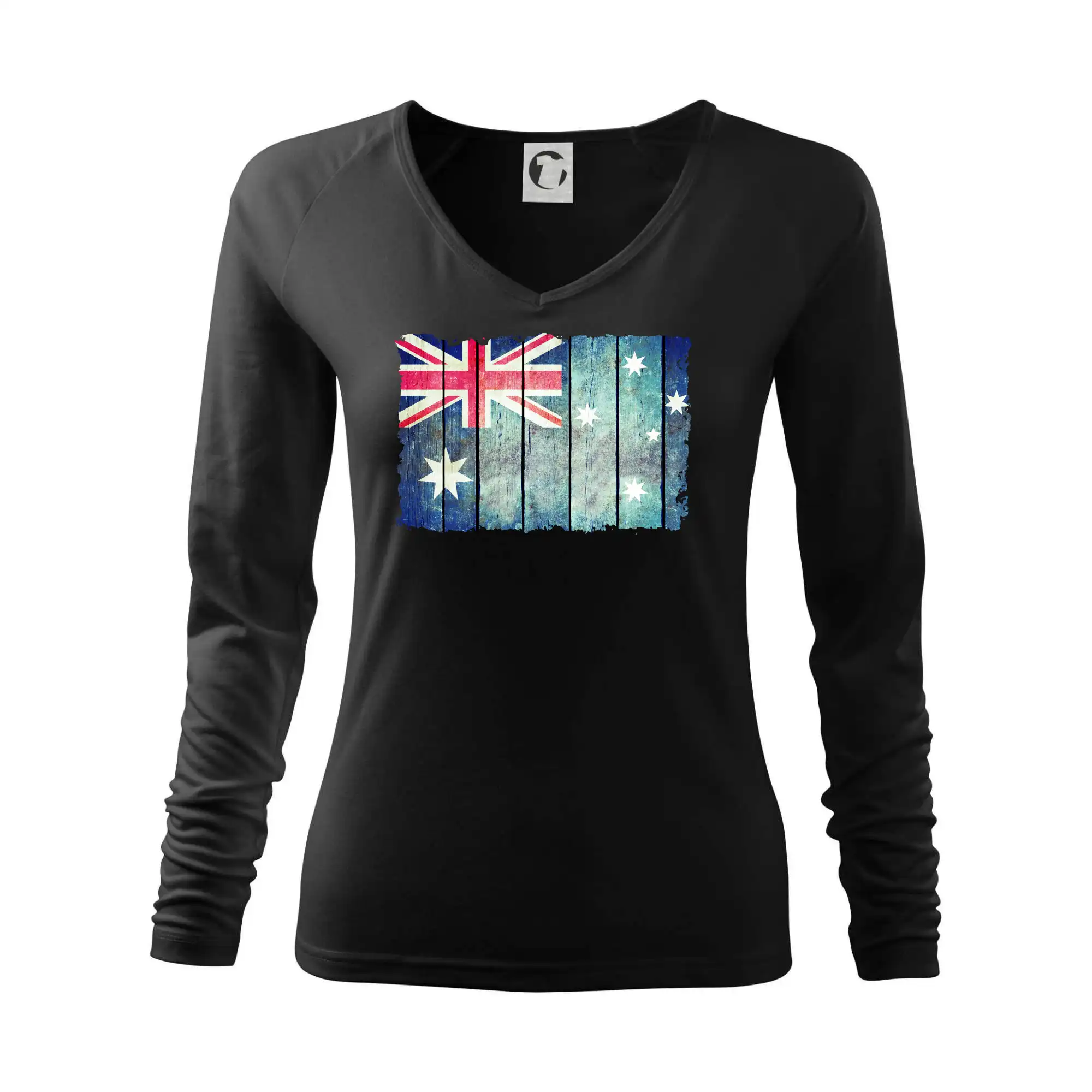 Motívy štátnych vlajok - Austrália - vlajka na doskovej stene   - Tričko dámske Elegance