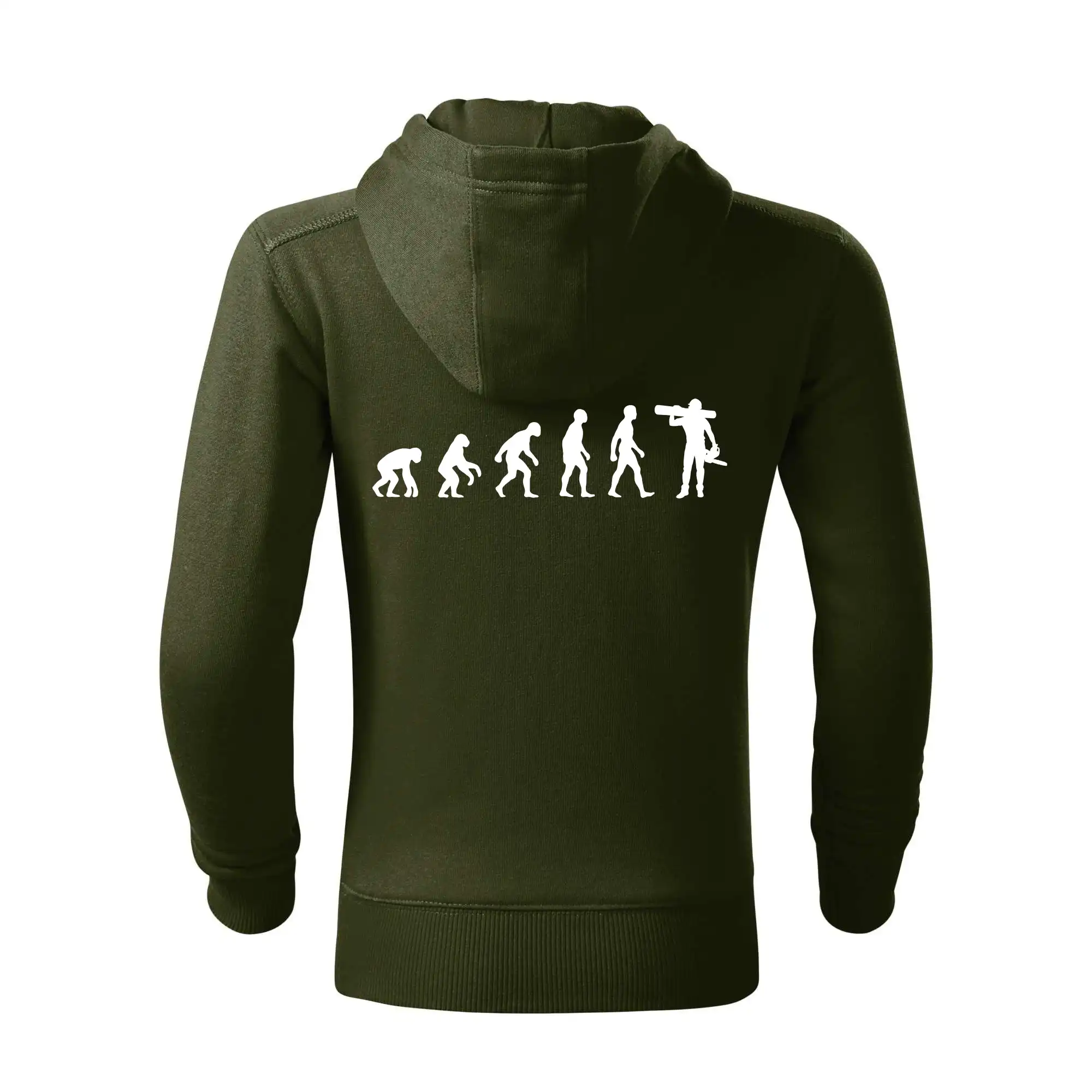 Evoluce dřevorubec - pila a kmen