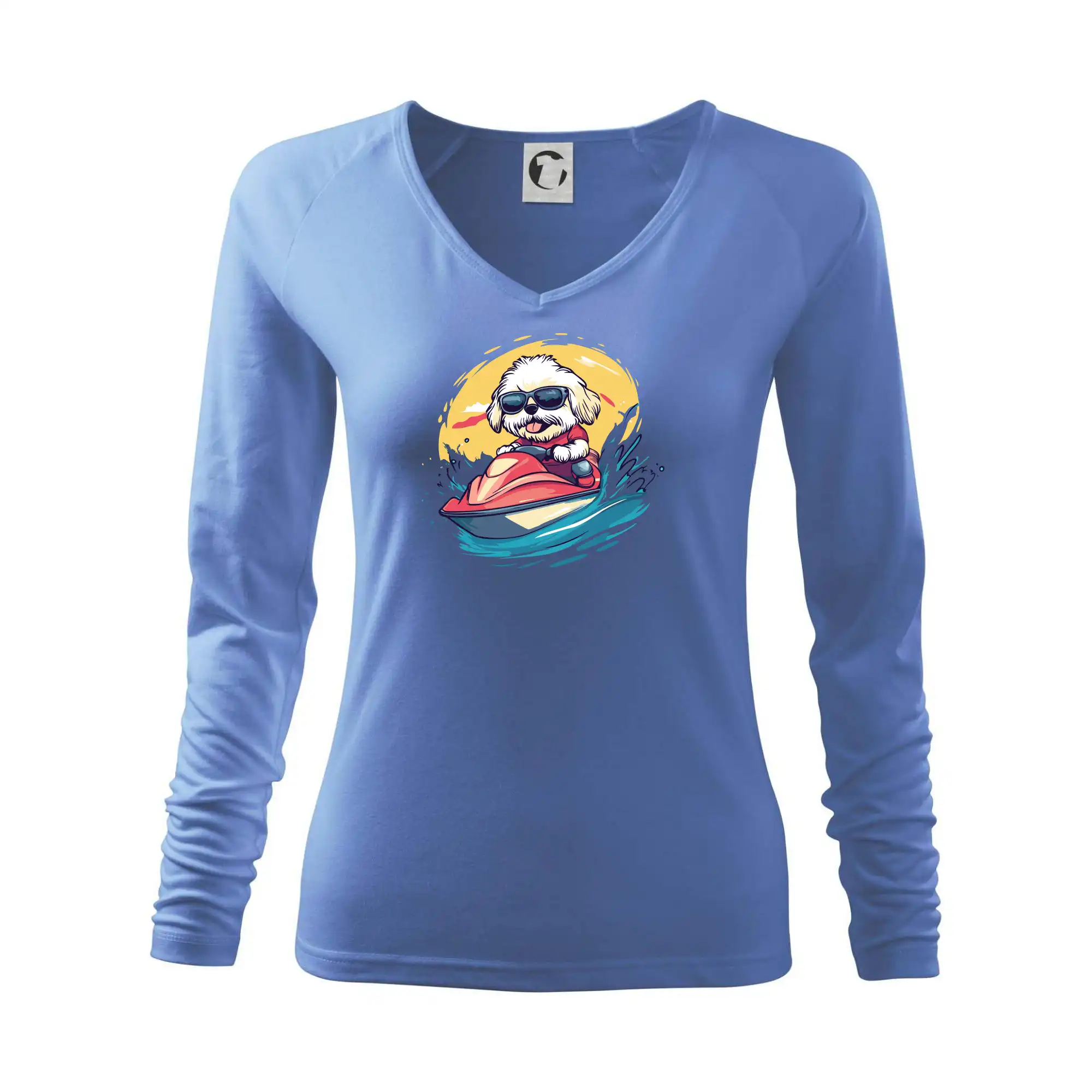 Lhasa Apso na vodním skútru