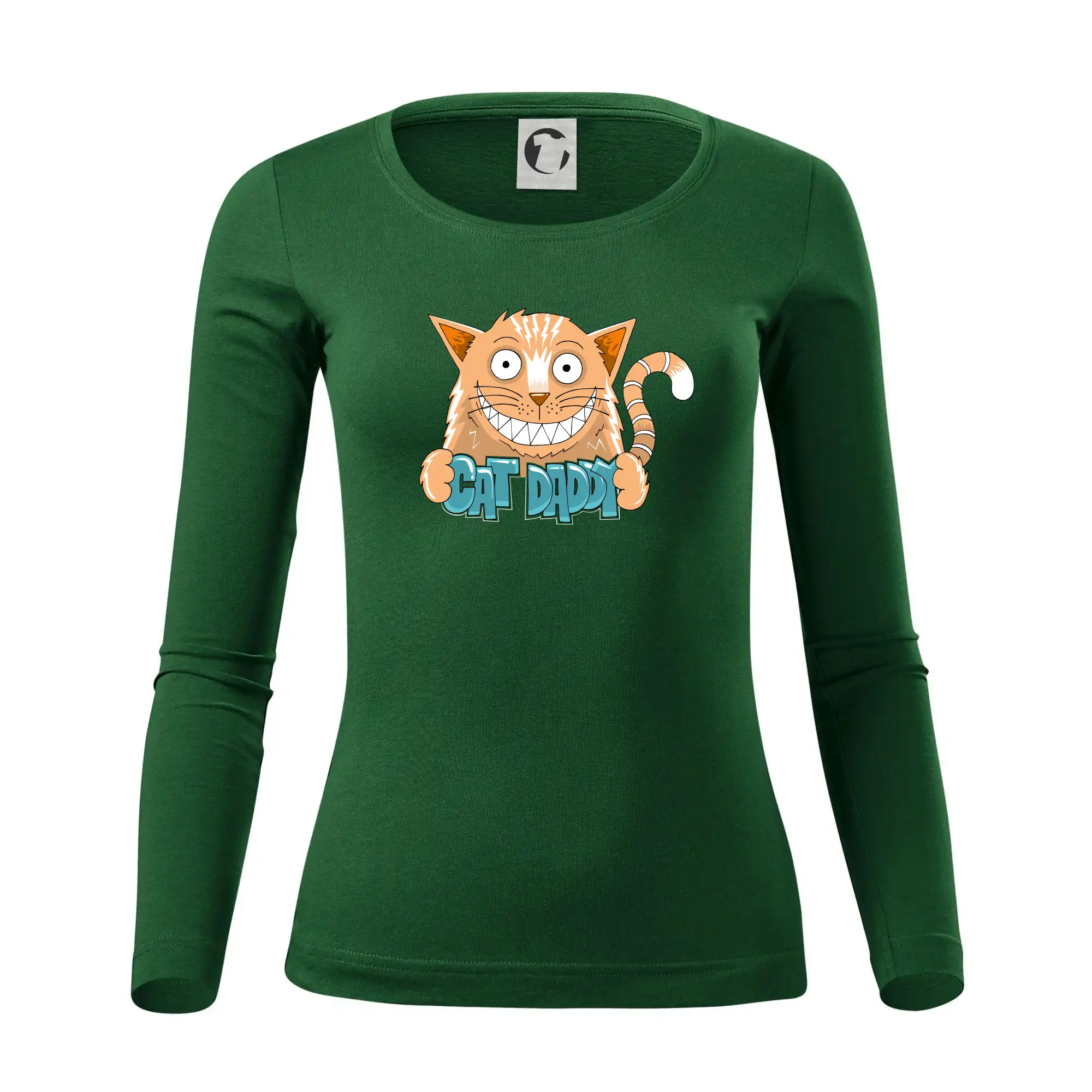 Vtipná tričká s mačkou - Cat daddy s vycenenými zubami (Pecka design) - Dámske tričko FIT-T LS - zužené