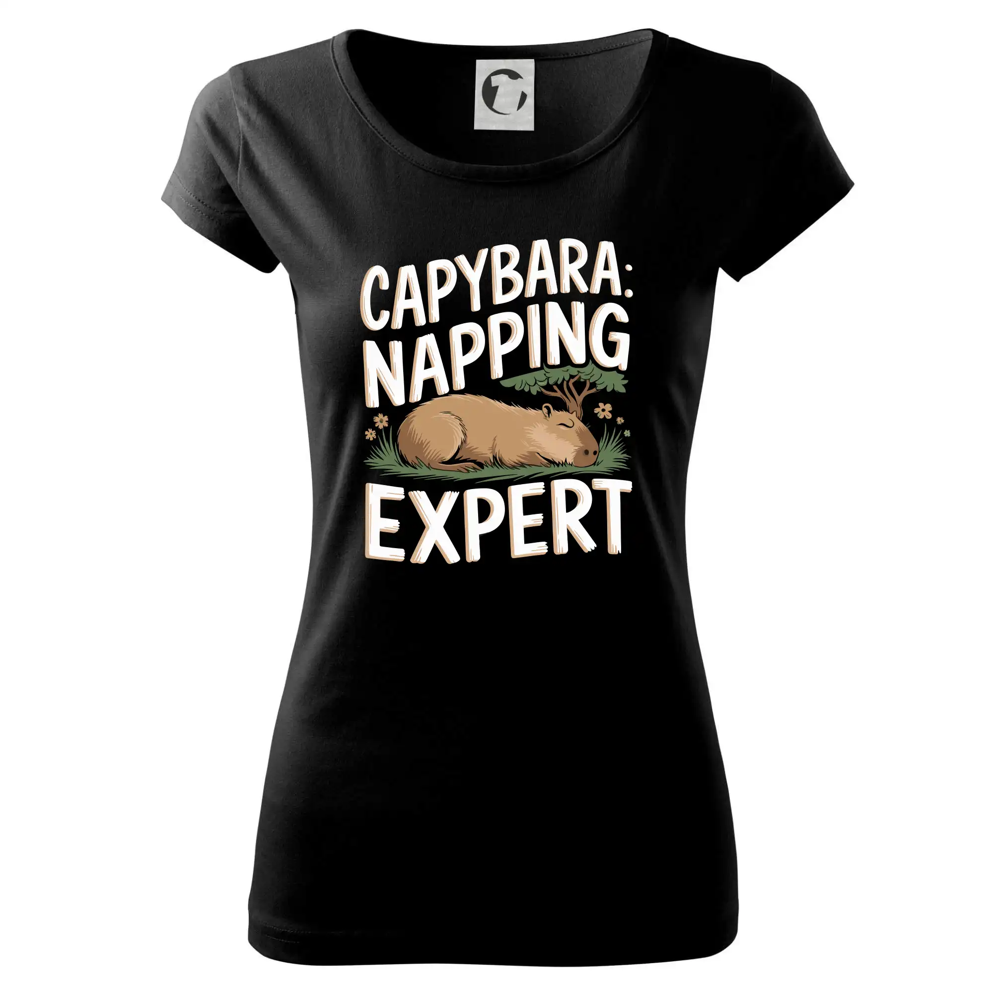 Tričká so zvieratami - Capybara Napping Expert - Dámske tričko Pure