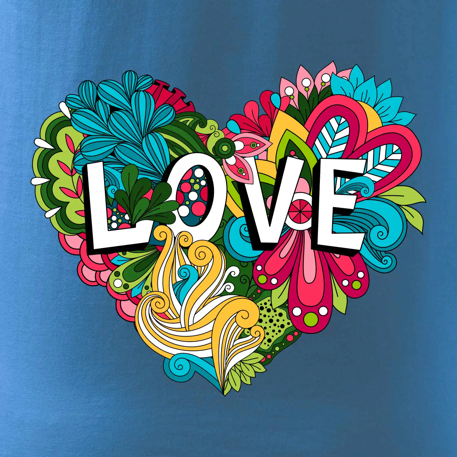 Love nápis květovaný