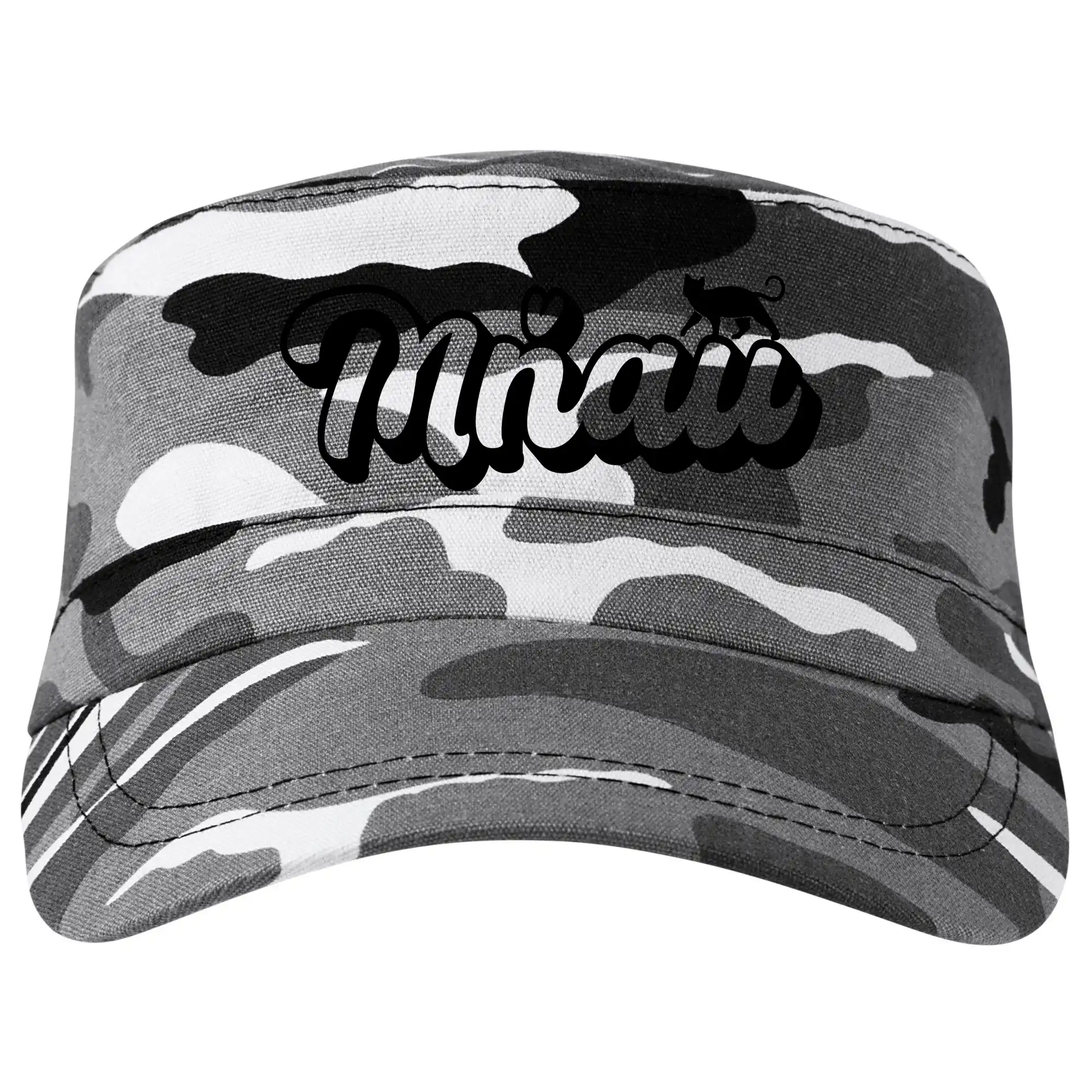 Vtipná tričká s mačkou - Mňau nápis - Šiltovka CAMO