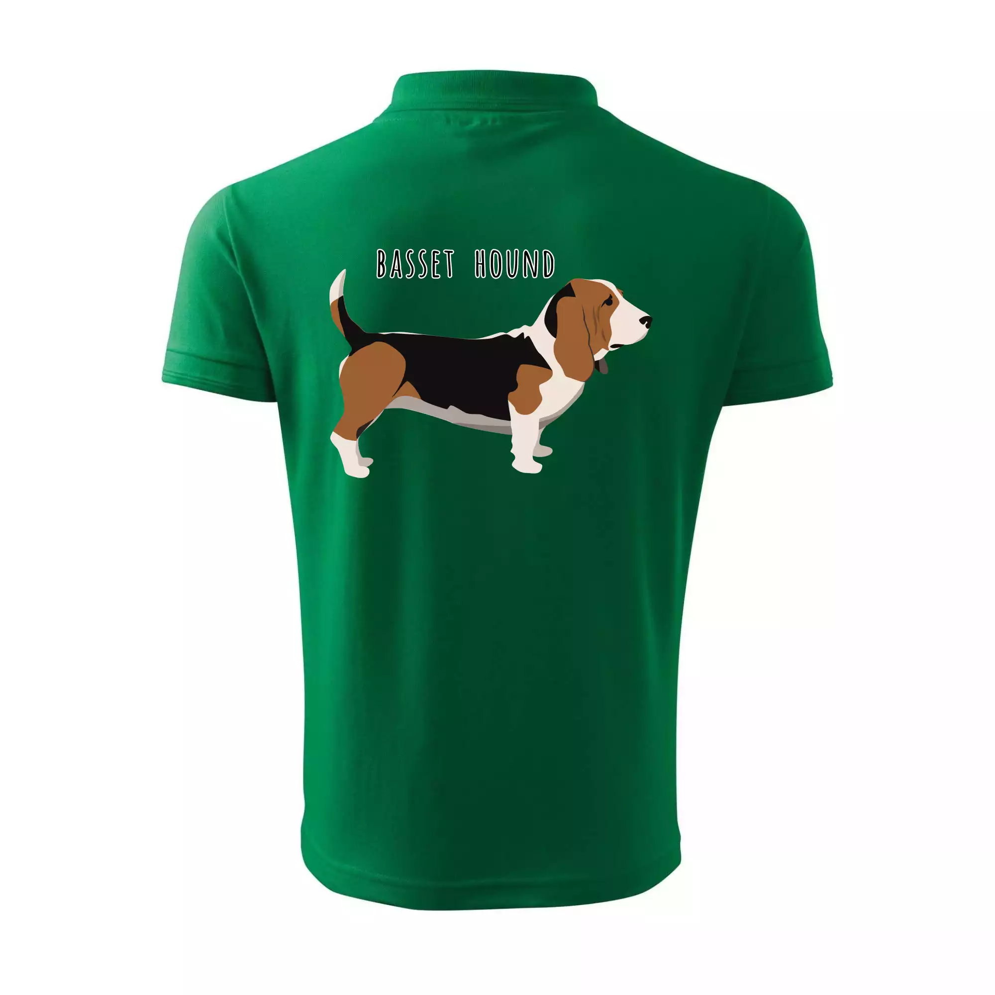 Basset hound pes s nápisem