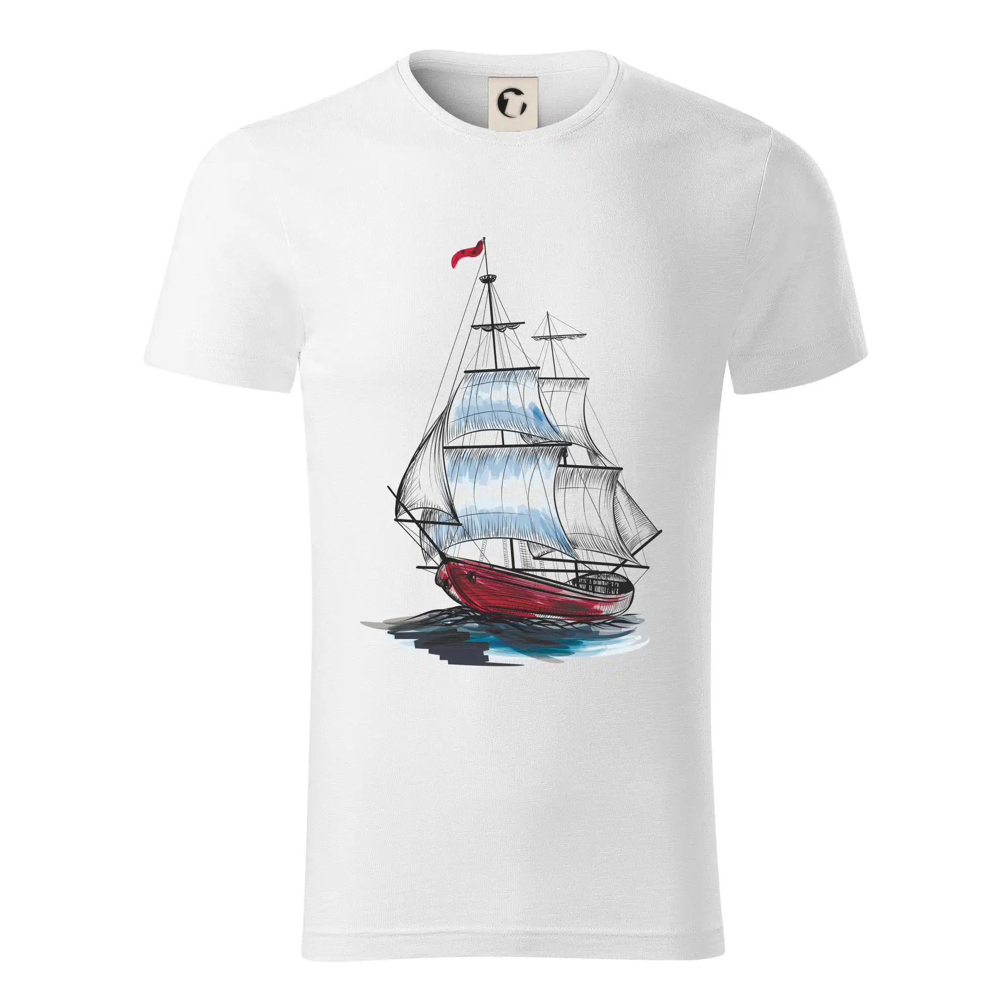 Vodácke tričká - Plachetnica farebná na prsiach - Tričko z organickej bavlny