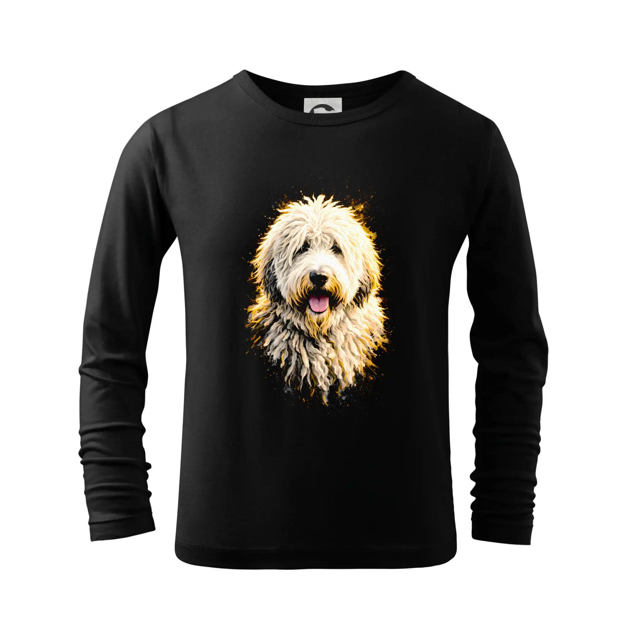 Ostatné psie plemená - Obrázok poltón komondor hlava - Tričko detské Long Sleeve