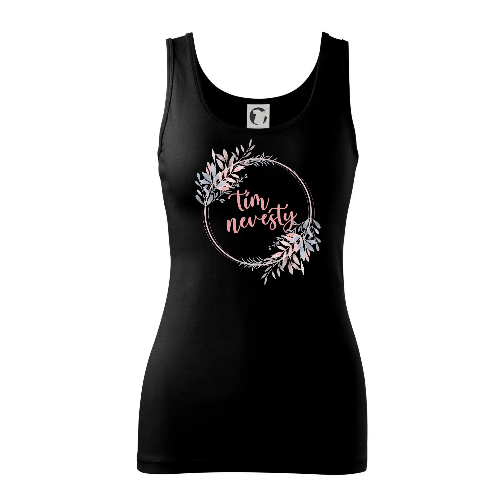 Tričká na rozlúčku so slobodou - Tím nevesty kvetinový kruh ružový - Dámske tielko