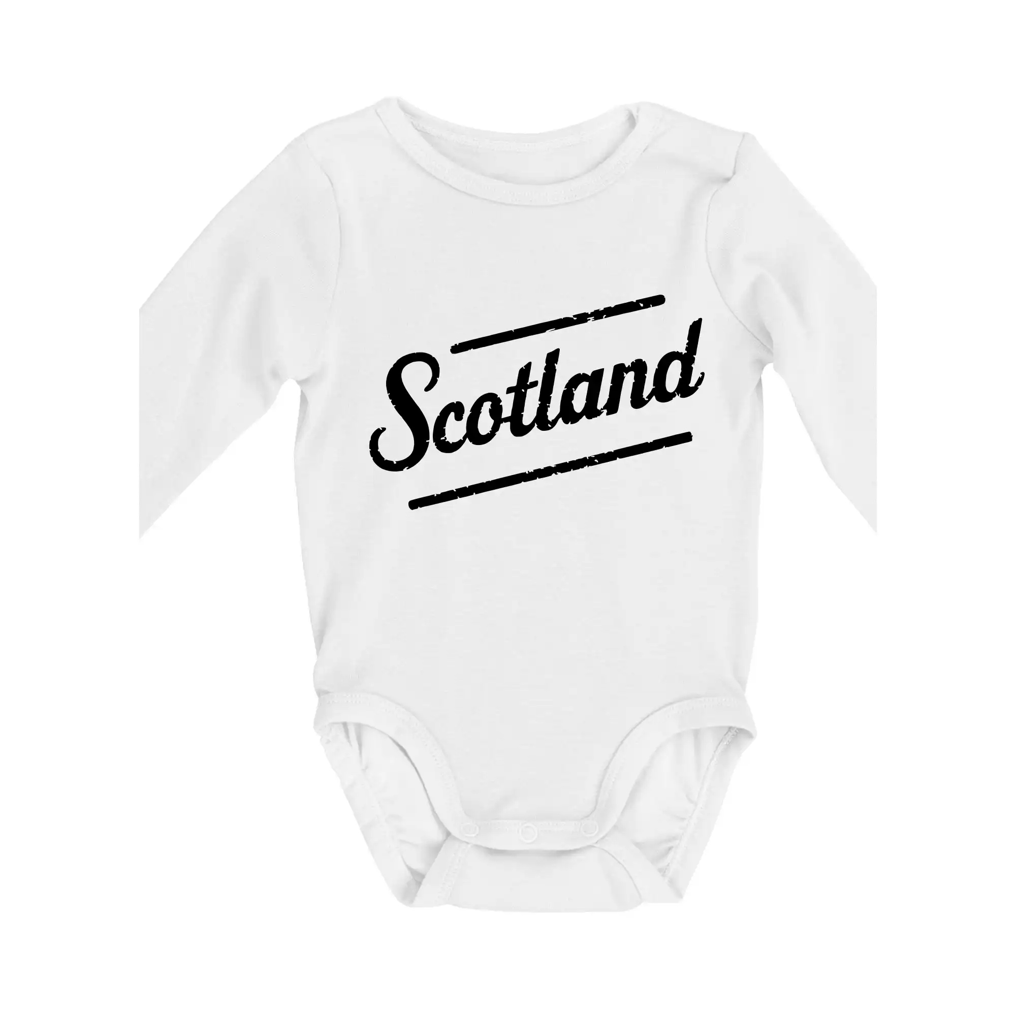Ostatné mestá / miesta - Scotland Vintage nápis - Body dojčenské s dlhým rukávom