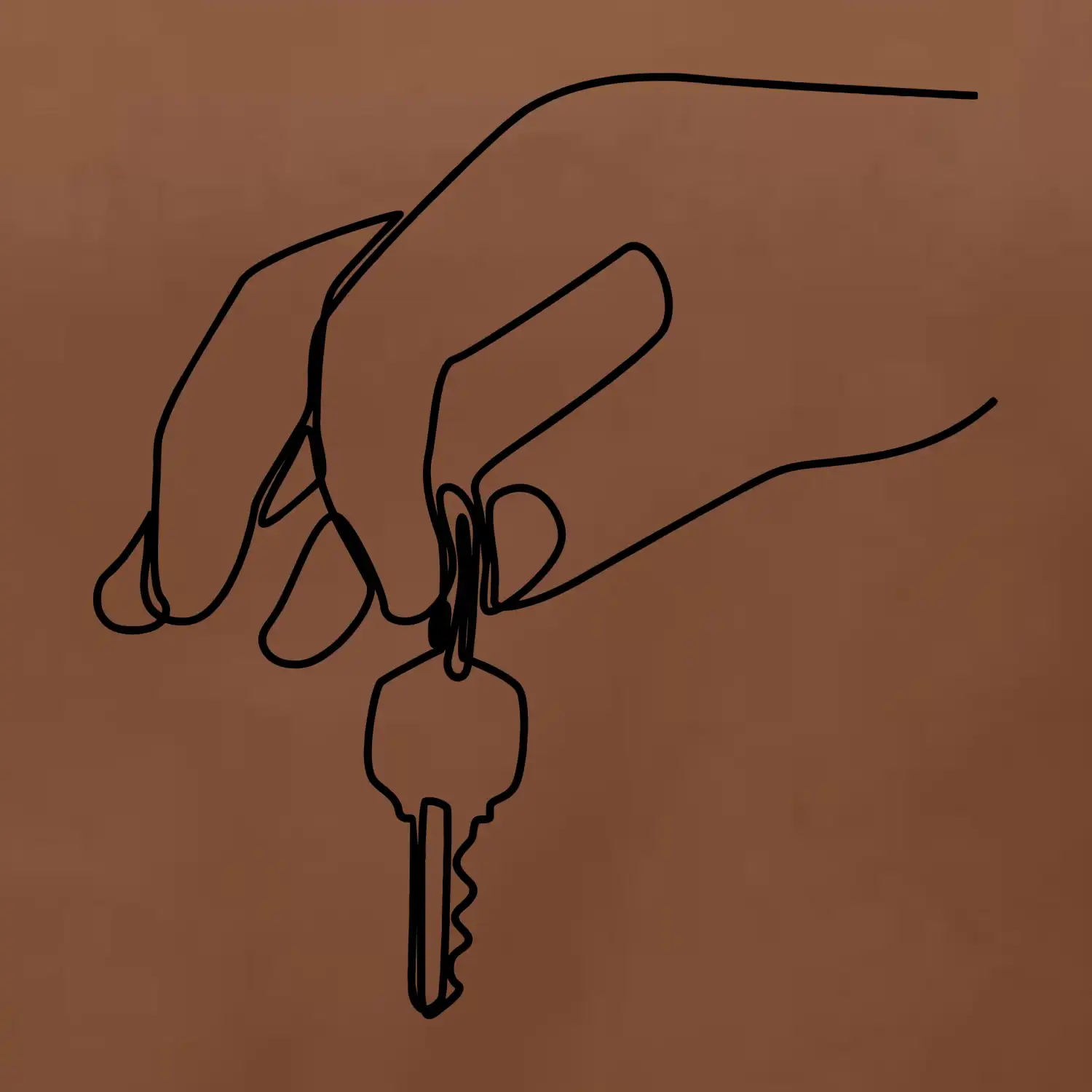 Klíče a ruka jedním tahem