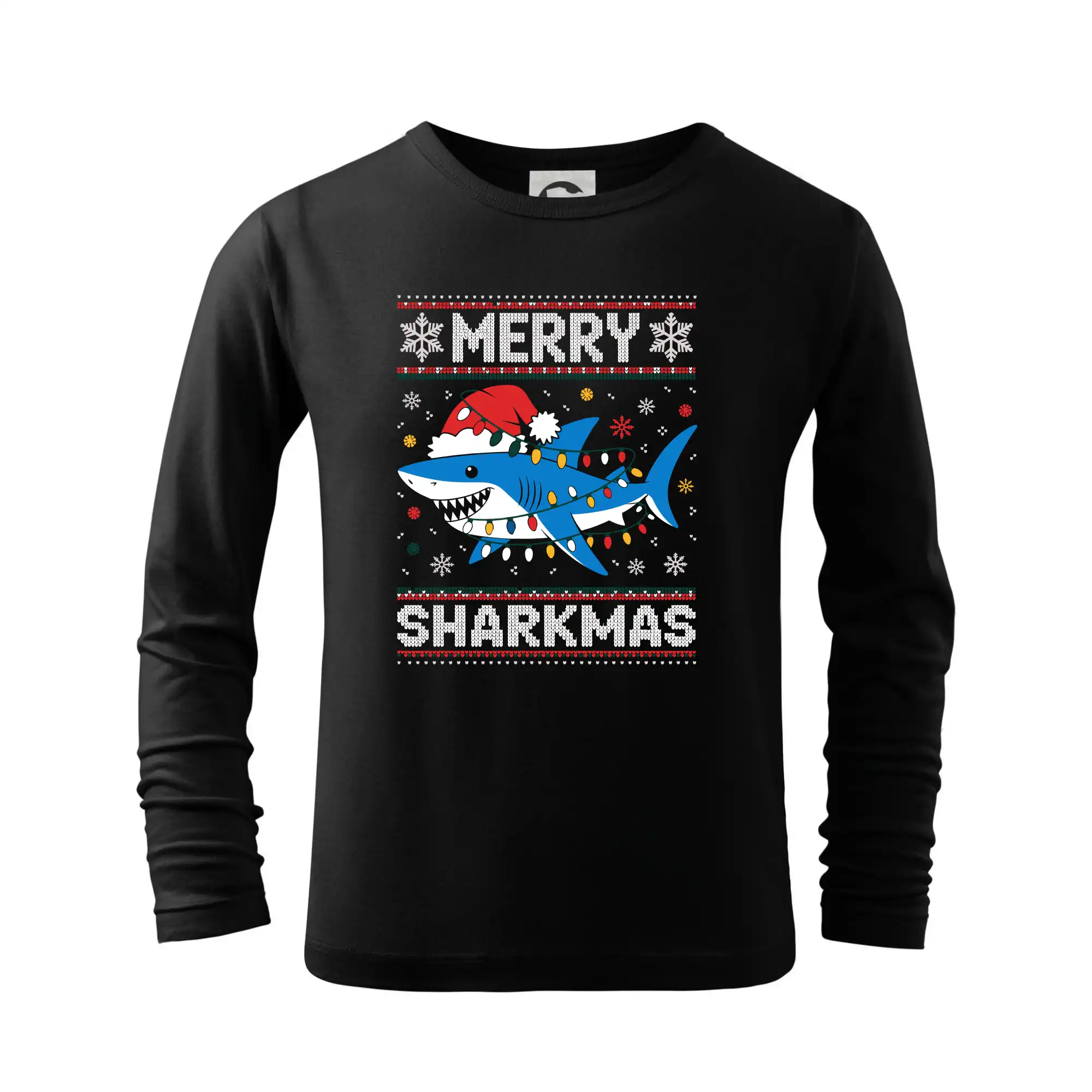 Vianočné tričká - Merry Sharkmas - Tričko detské Long Sleeve