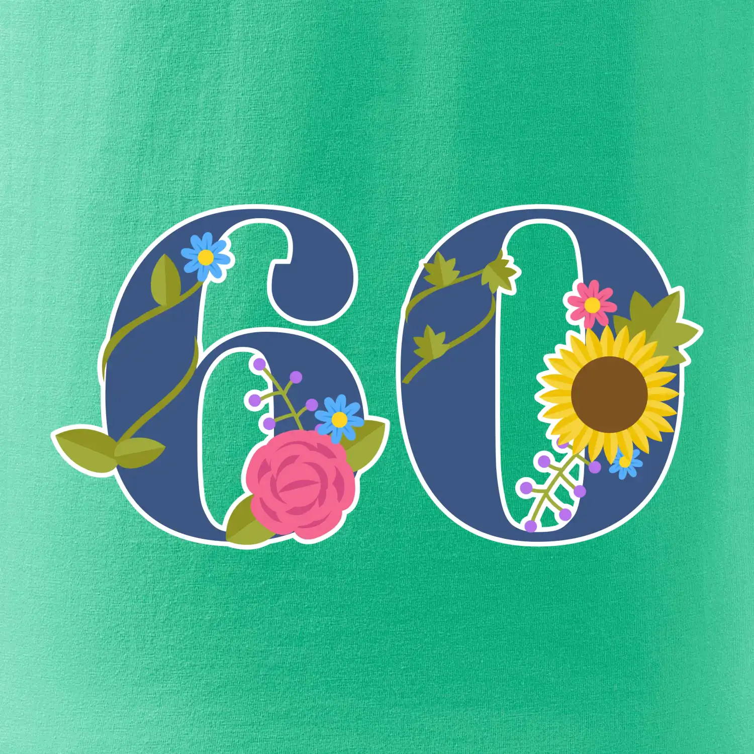 Květinové číslo kreslené - 60