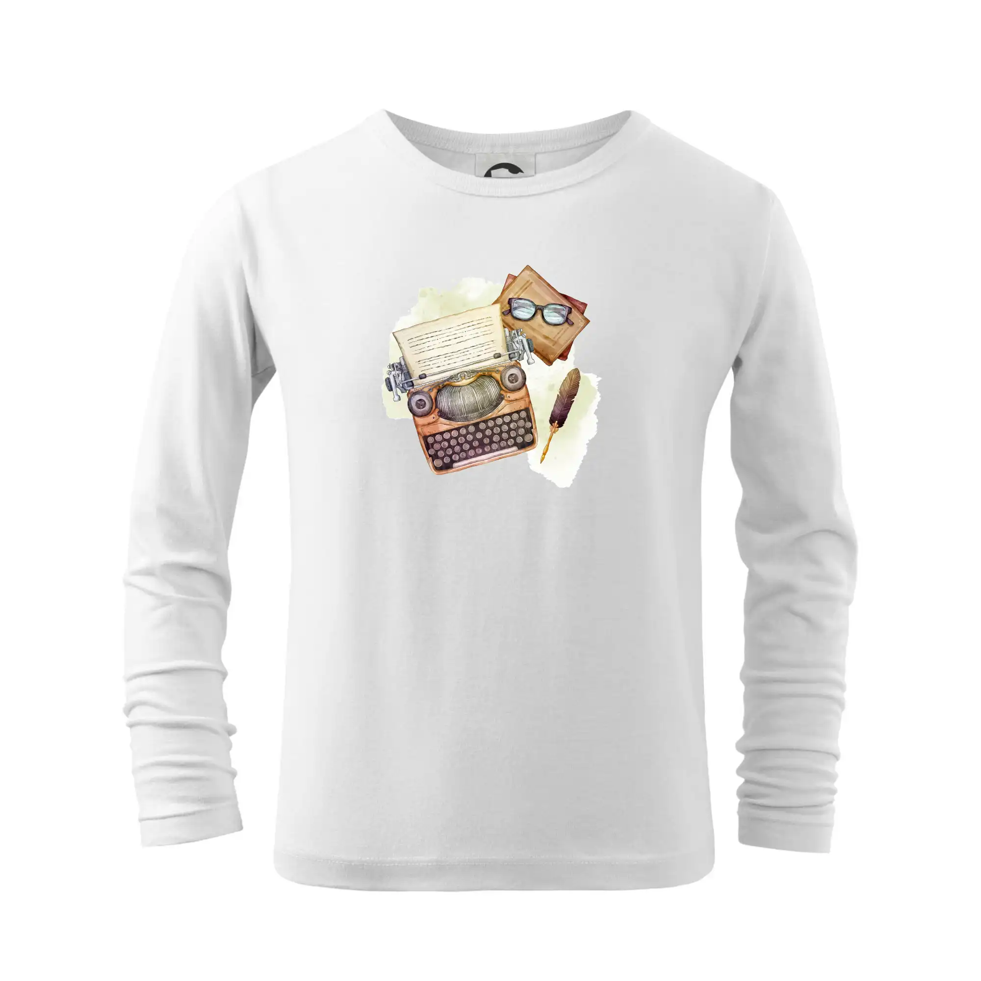 Tričká s motívom kníh pre milovníkov čítania a vône papiera - Knihy a písací stroj - Tričko detské Long Sleeve