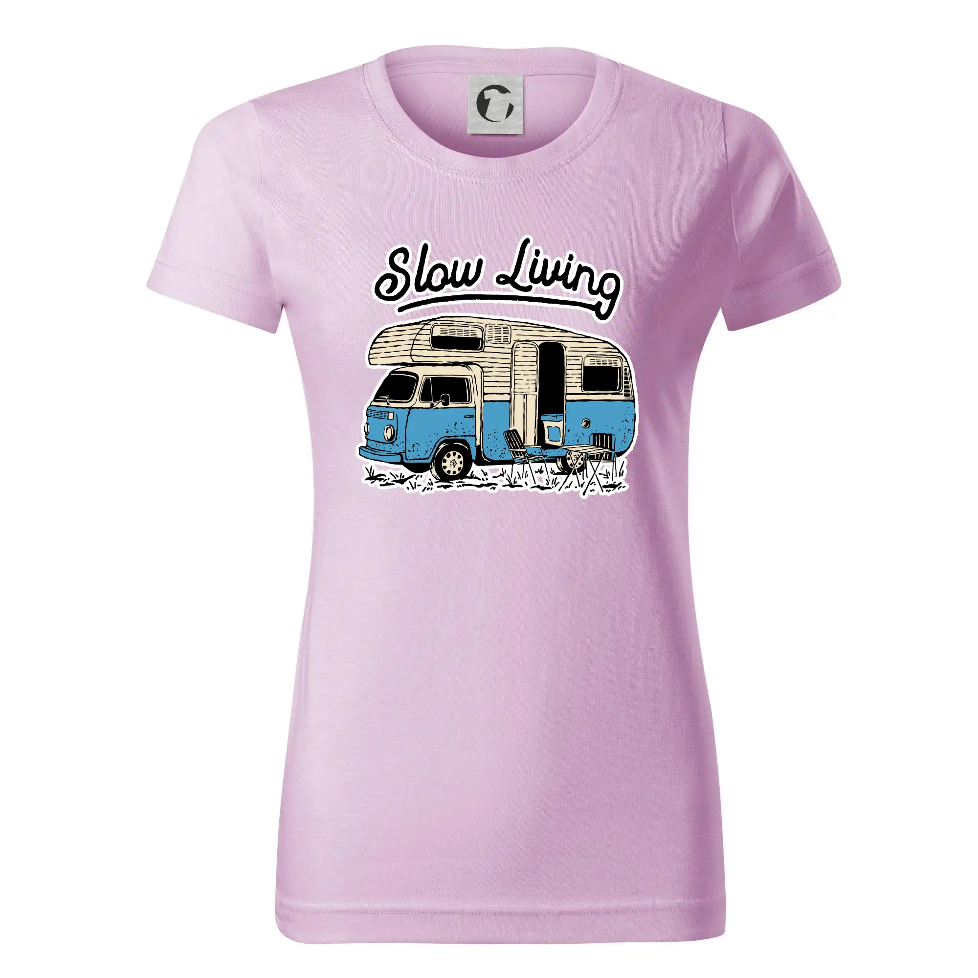 Trička na kempovanie - Slow living obytňák - Dámske tričko basic - ľahko voľnejšie a dlhšie