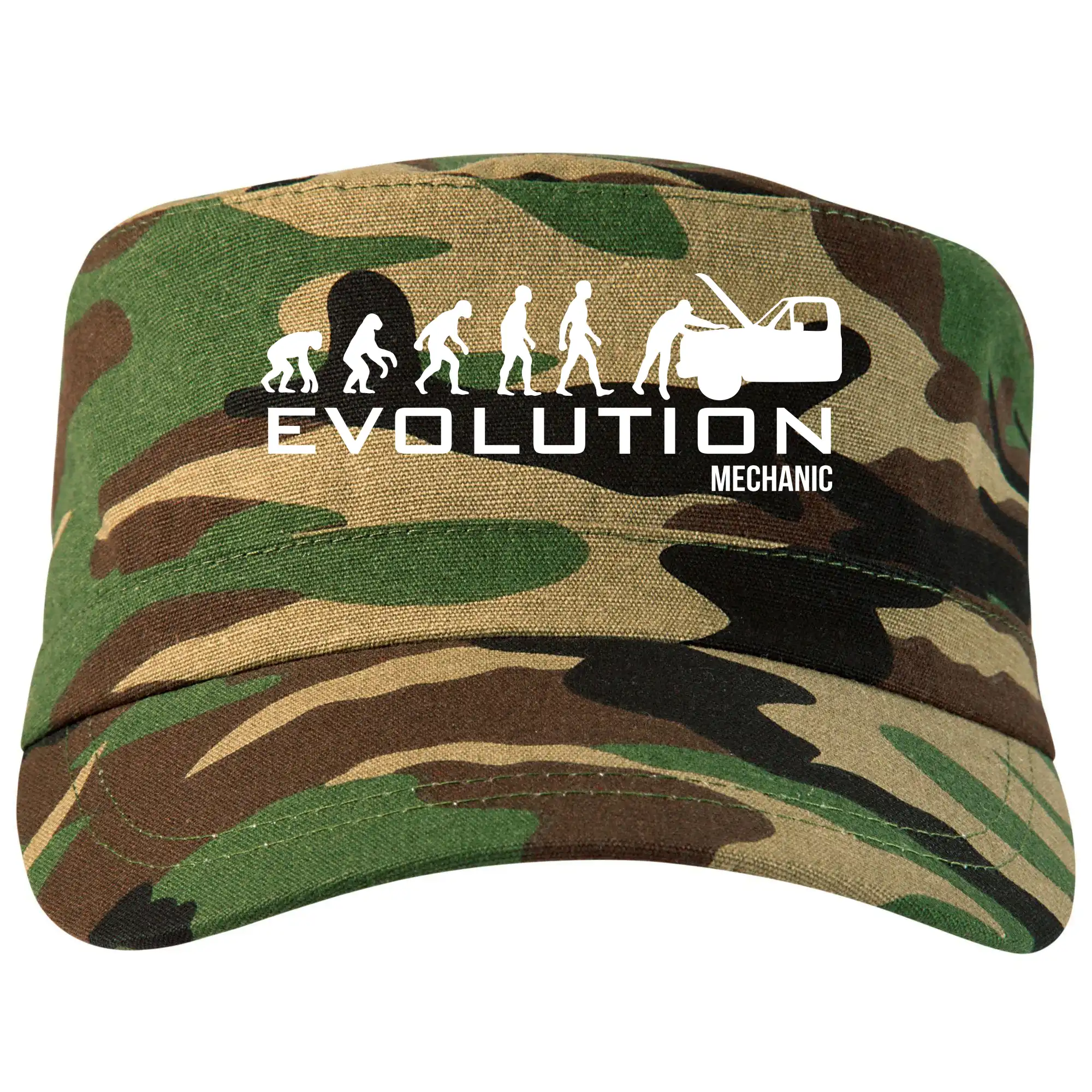 Tričká s potlačou evolúcia - Evolúcia mechanik - Šiltovka CAMO