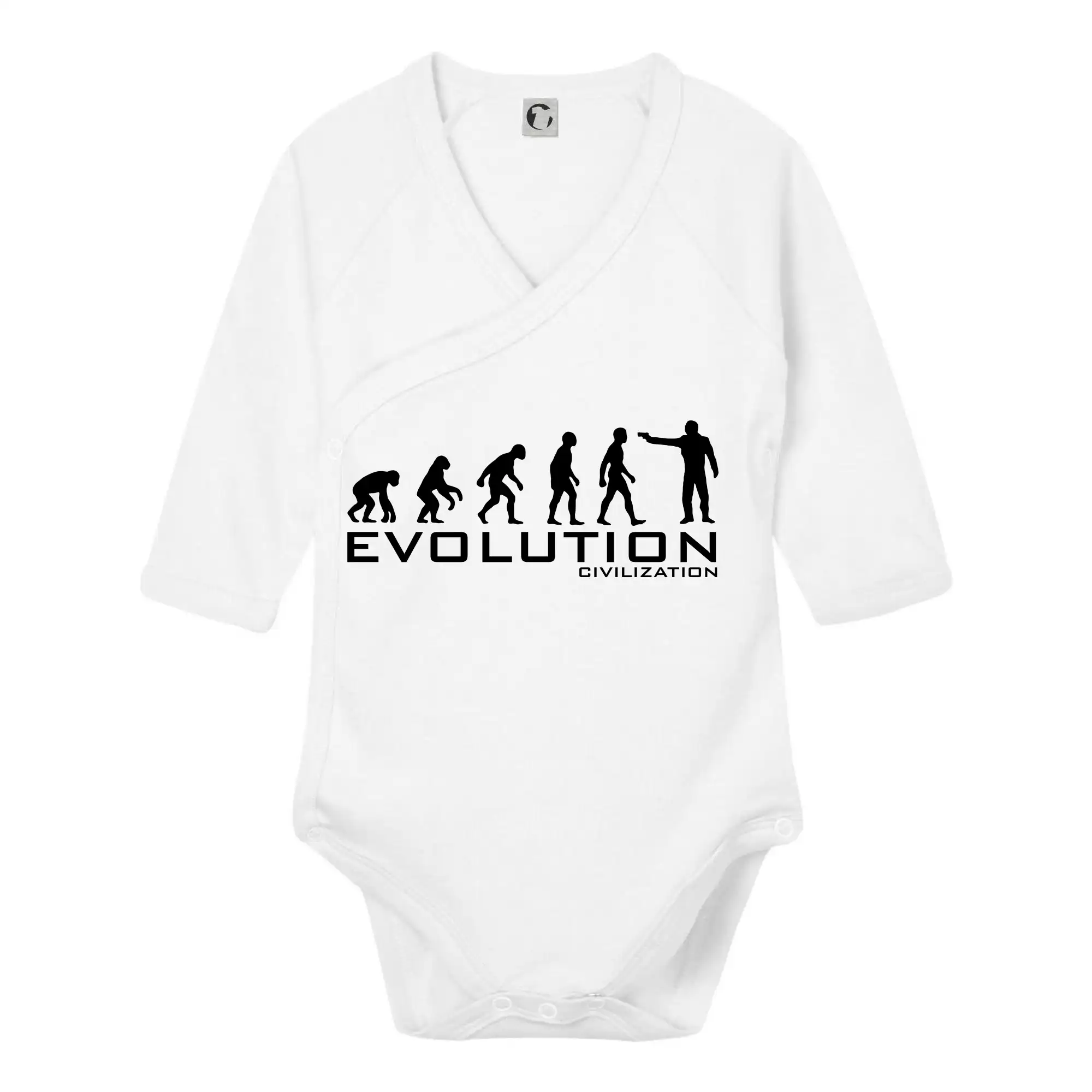 Tričká s potlačou evolúcia - Evolúcia civilizace - Body zavinovacie s dlhým rukávom