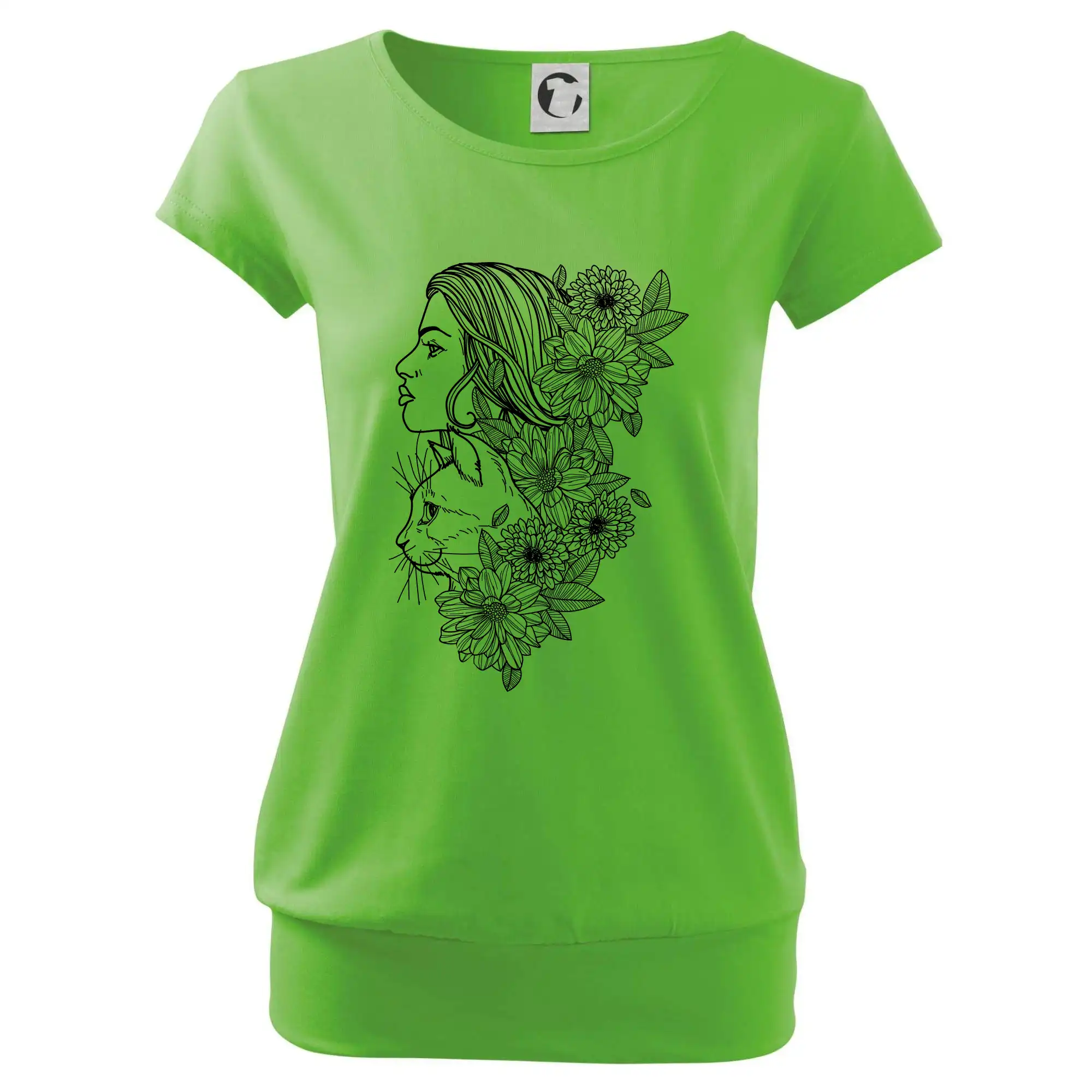 Žena a kočka - kreslená