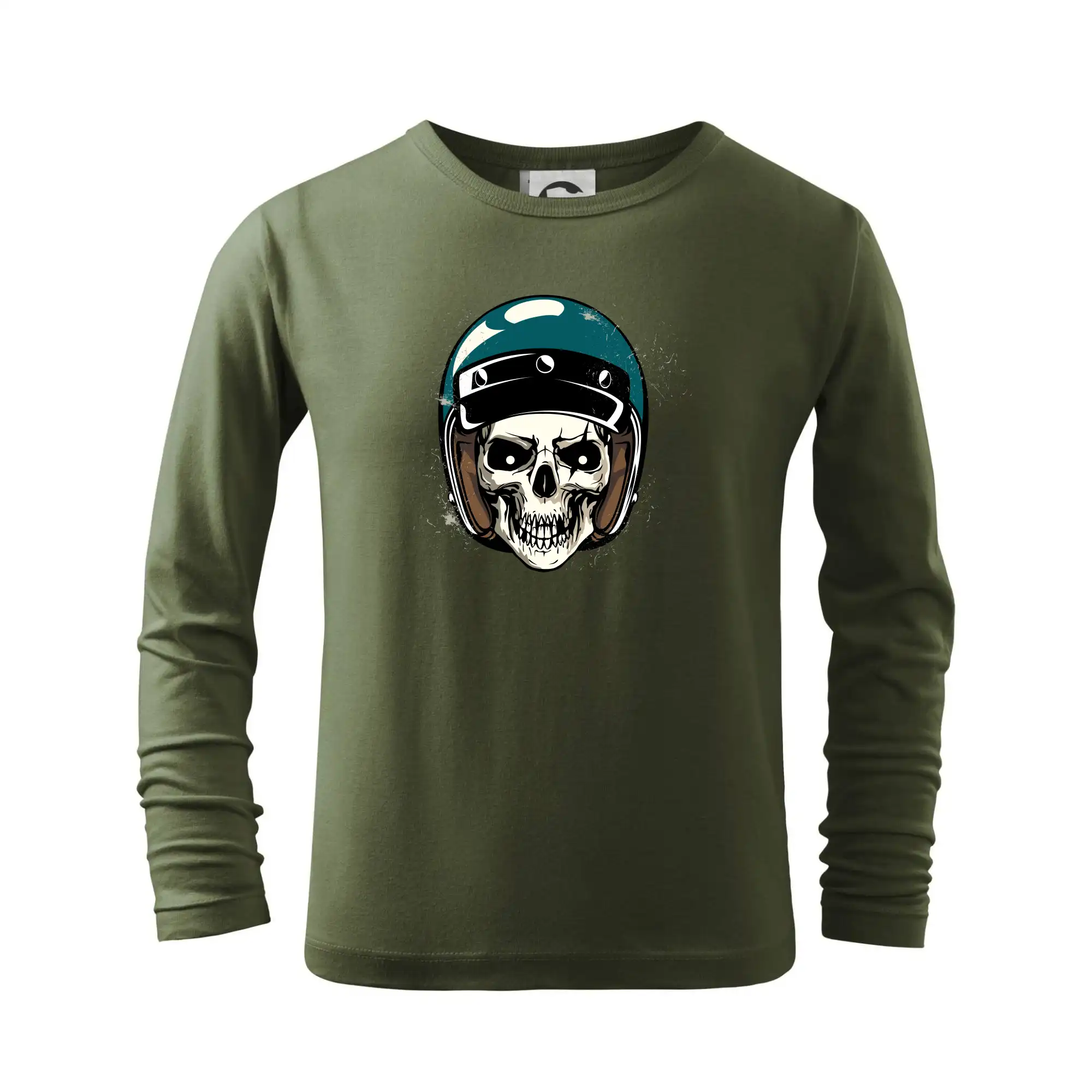 Tričká a mikiny s potlačou motoriek – pre pravých motorkárov - Moto prilba modrá - Tričko detské Long Sleeve