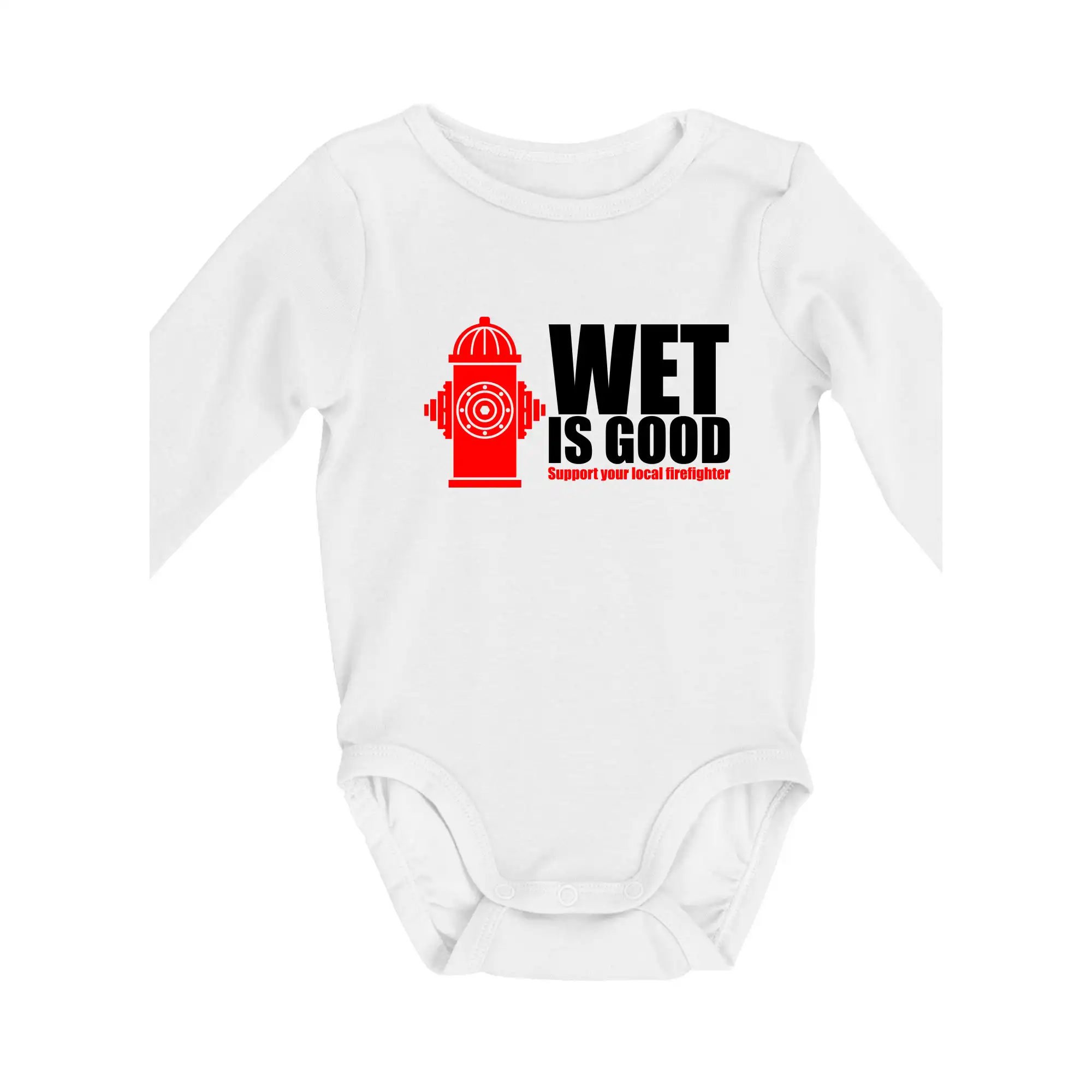 Originálne tričká pre hasičov - Wet is good - Body dojčenské s dlhým rukávom