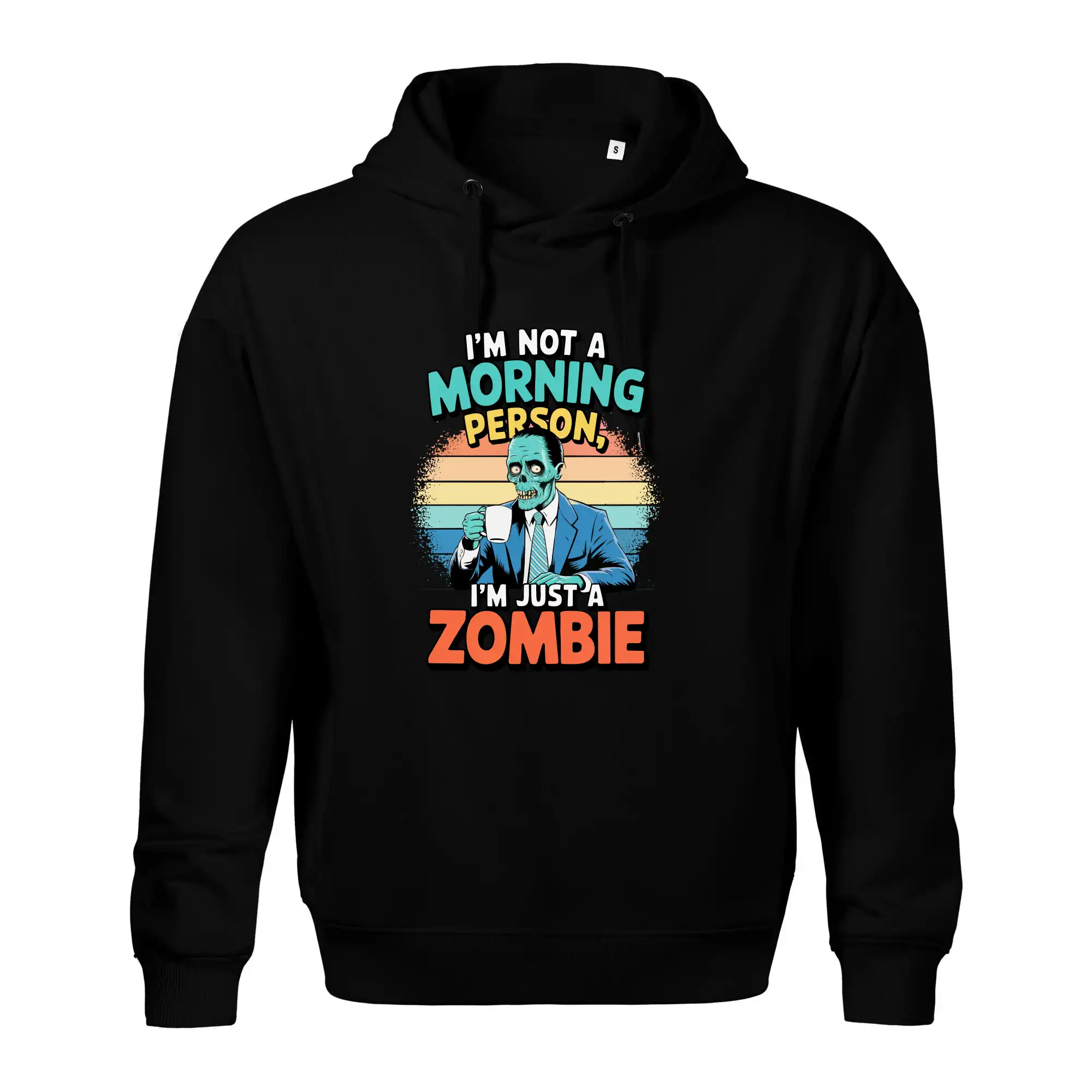 Ostatné nápisy - I'm not a morning person, I'm just a zombie - Oversized mikina pánska Moon - kratšia + širšia