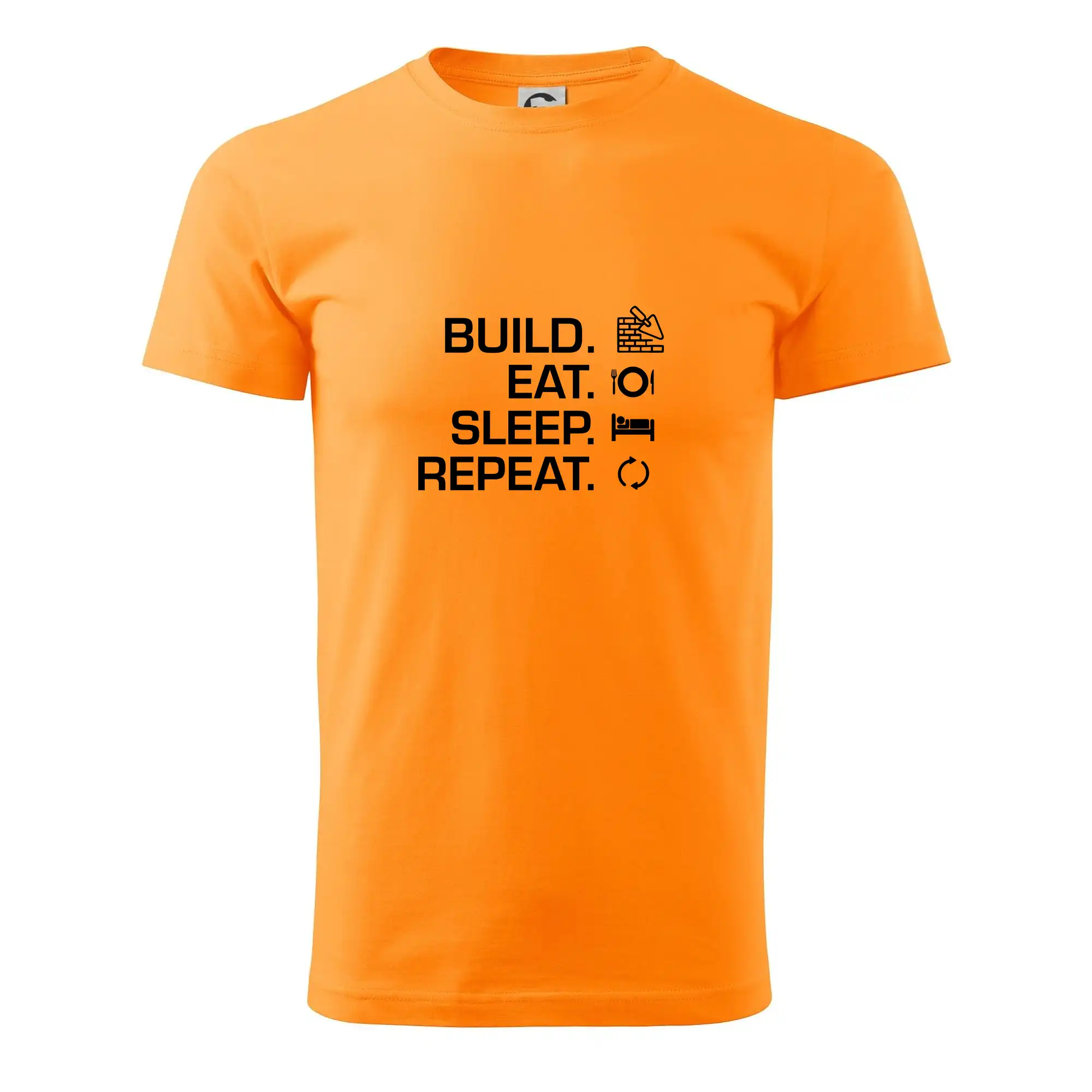Vtipné tričká pre murárov - Build eat sleep repeat - tehly - Pánske tričko nižšej gramáže