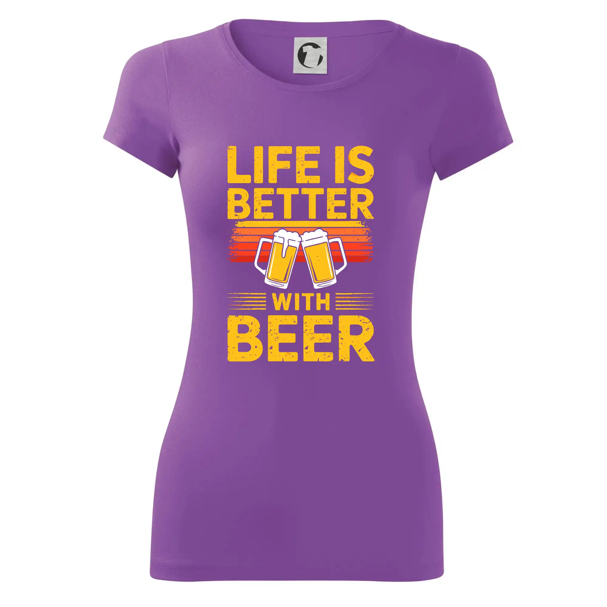 Vtipná tričká pre pivárov - Life is better with beer - oranžové - Dámske tričko Glance - Priliehavejší strih
