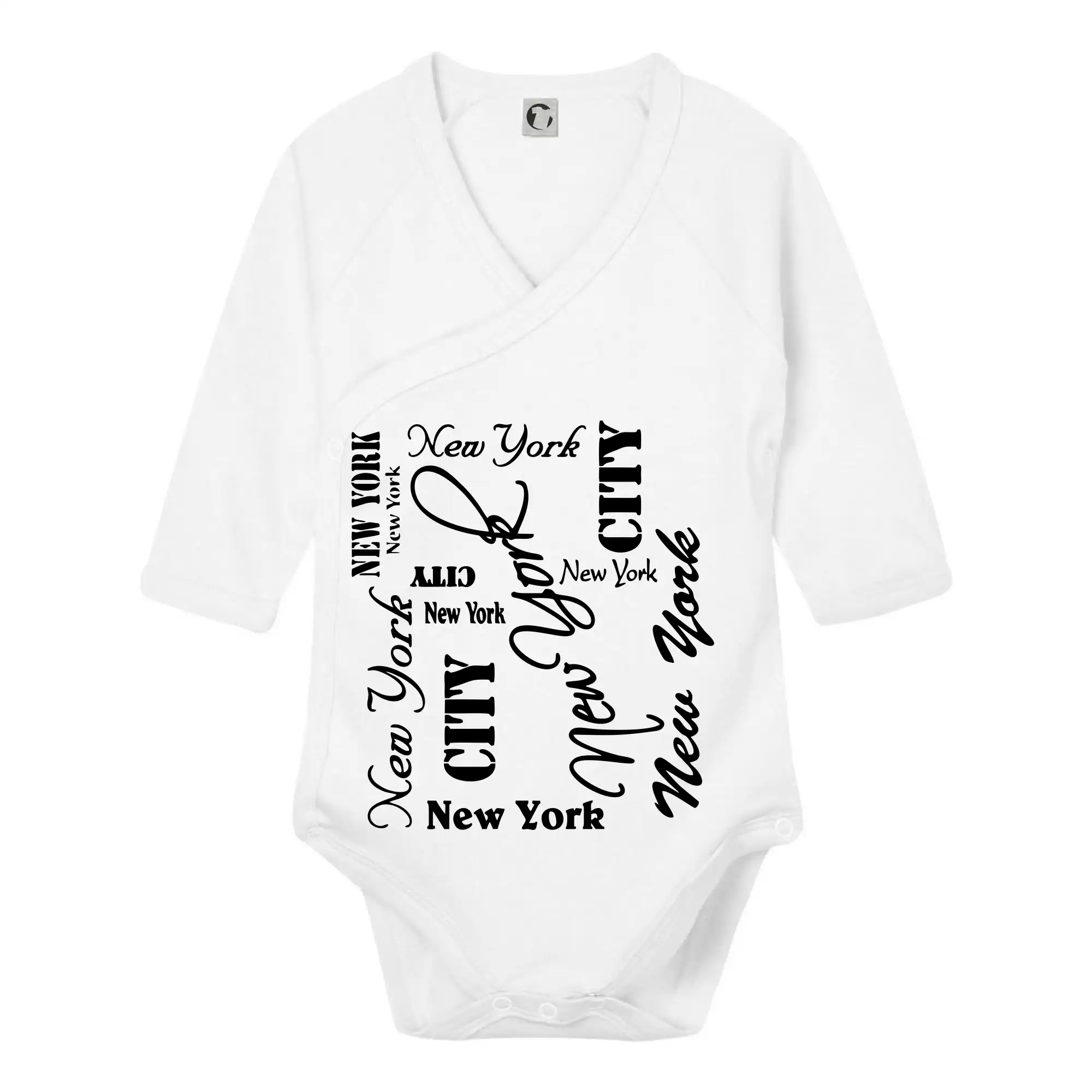 Tričká USA - New York City font - Body zavinovacie s dlhým rukávom