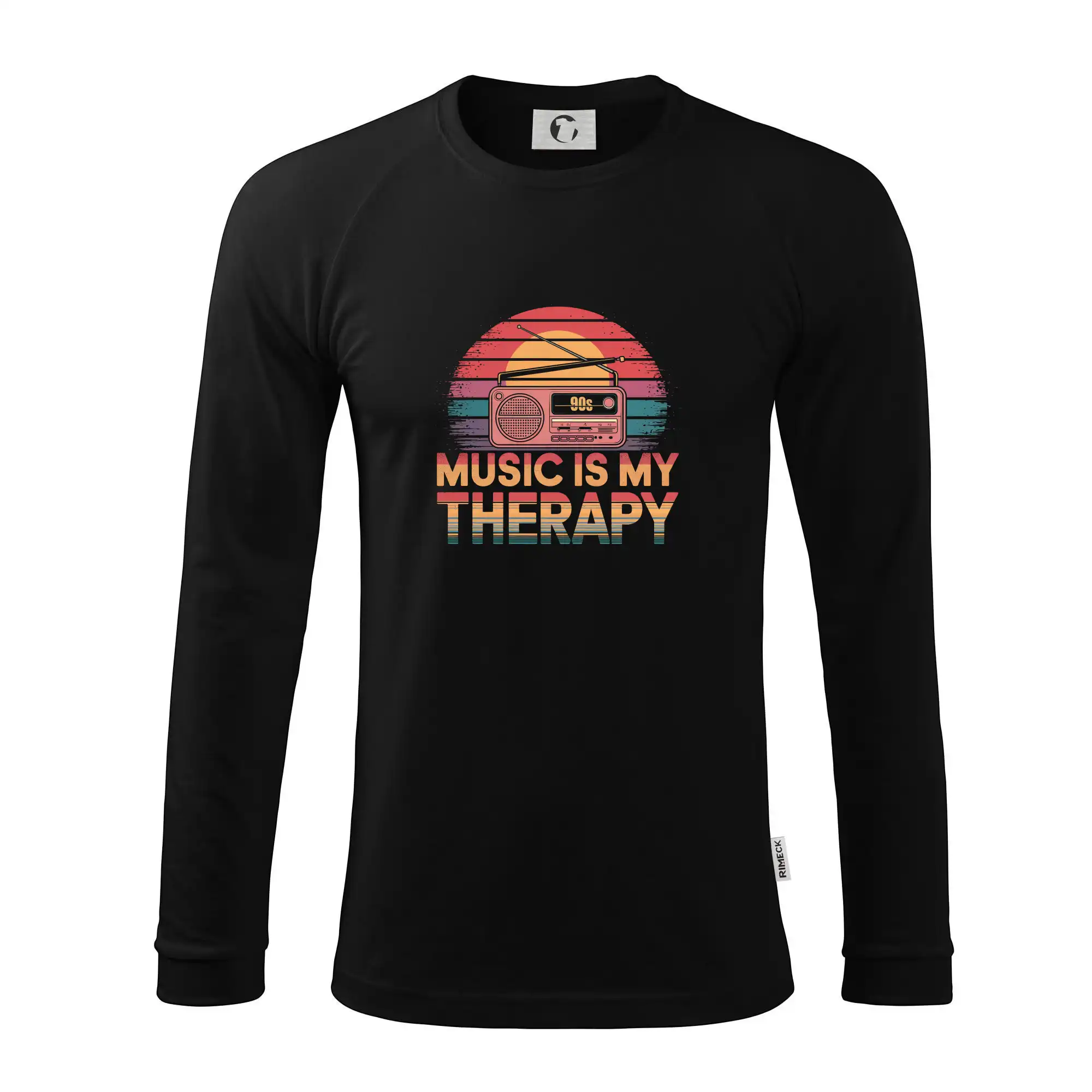 90s Music is my therapy - prenosné rádio - Pánske tričko s dlhým rukávom LS130