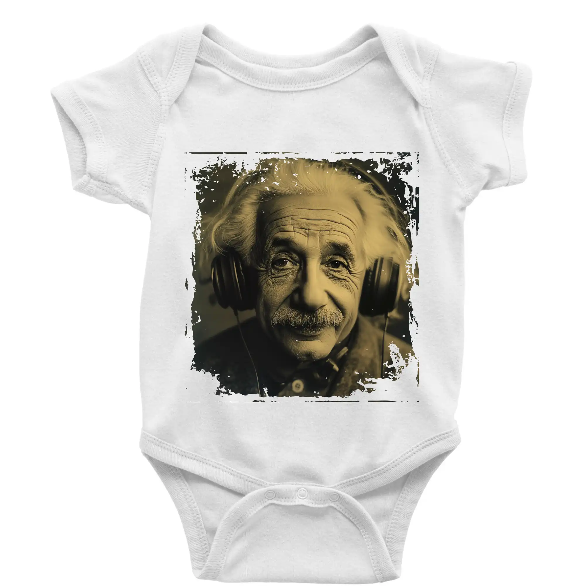 Vtipné tričká pre fyziky - Albert Einstein so slúchadlami - Body dojčenské s krátkym rukávom